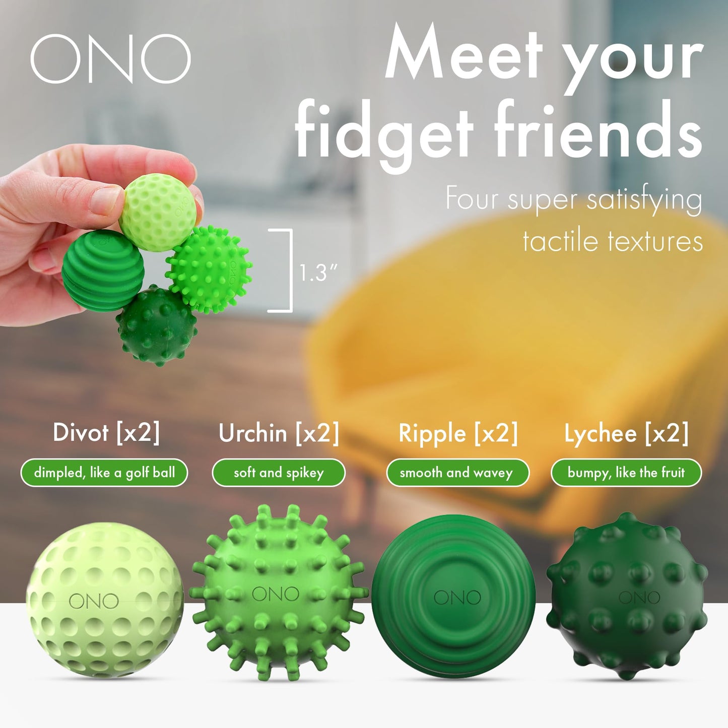 ONO Signets – Emerald Silicone Magnetic Fidget Balls (Set of 8)