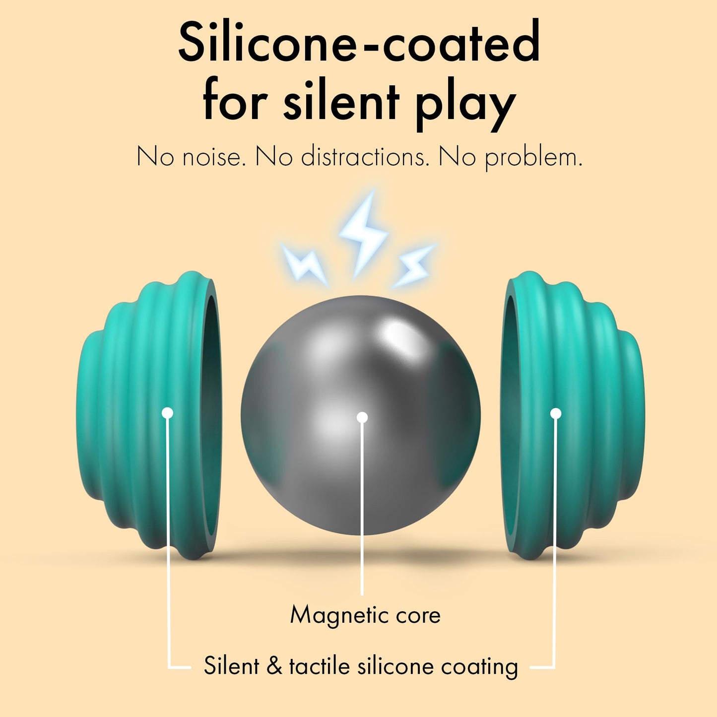ONO Signets – Silicone Magnetic Fidget Balls with Textured Dimples, Bumps & Waves (Turquoise, Set of 4)
