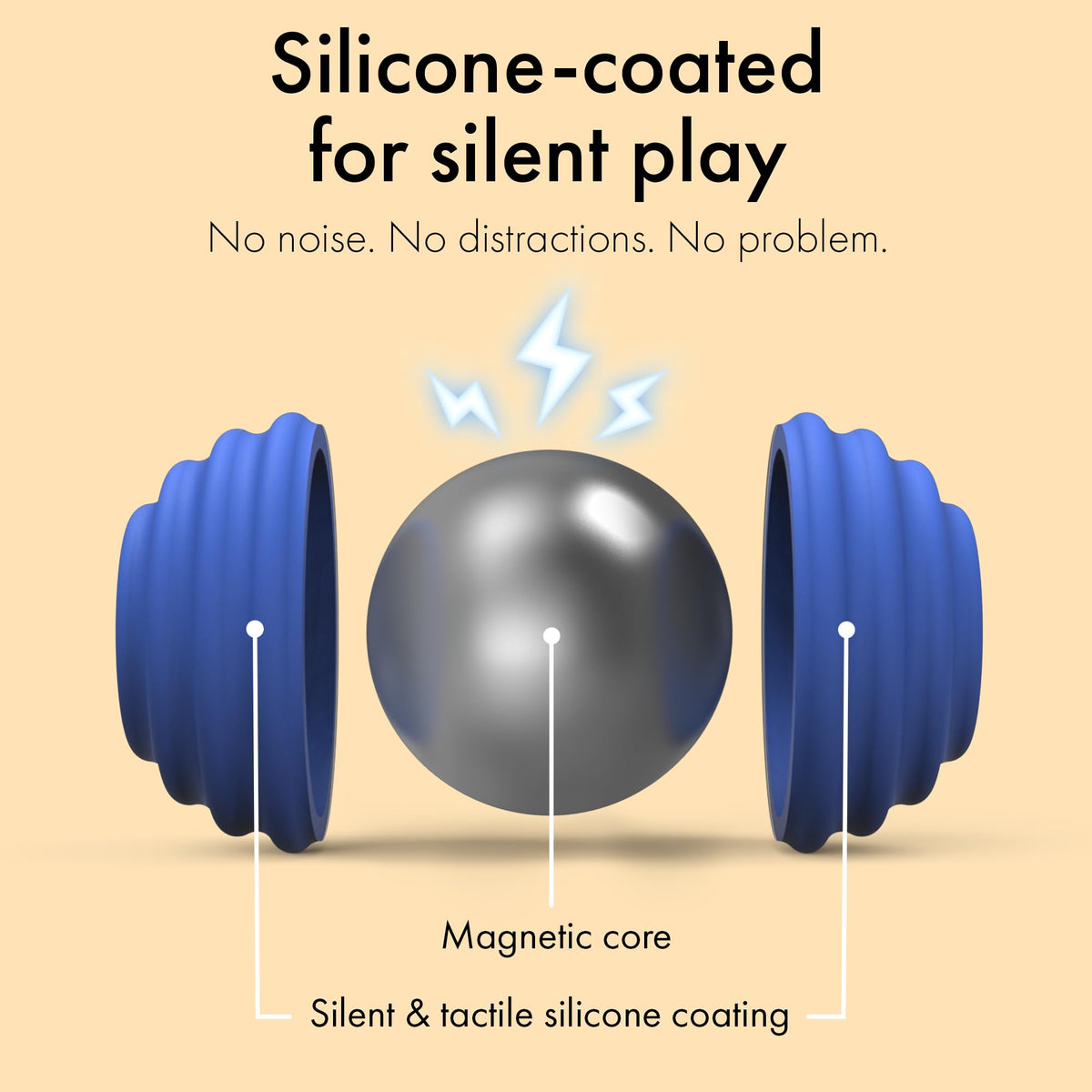 ONO Signets – Silicone Magnetic Balls with Textured Dimples, Bumps & Waves | Fidget Toy for Adults (Sapphire, Set of 8)