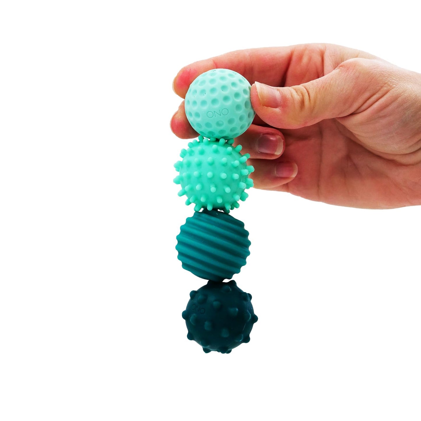 ONO Signets – Silicone Magnetic Fidget Balls with Textured Dimples, Bumps & Waves (Turquoise, Set of 4)