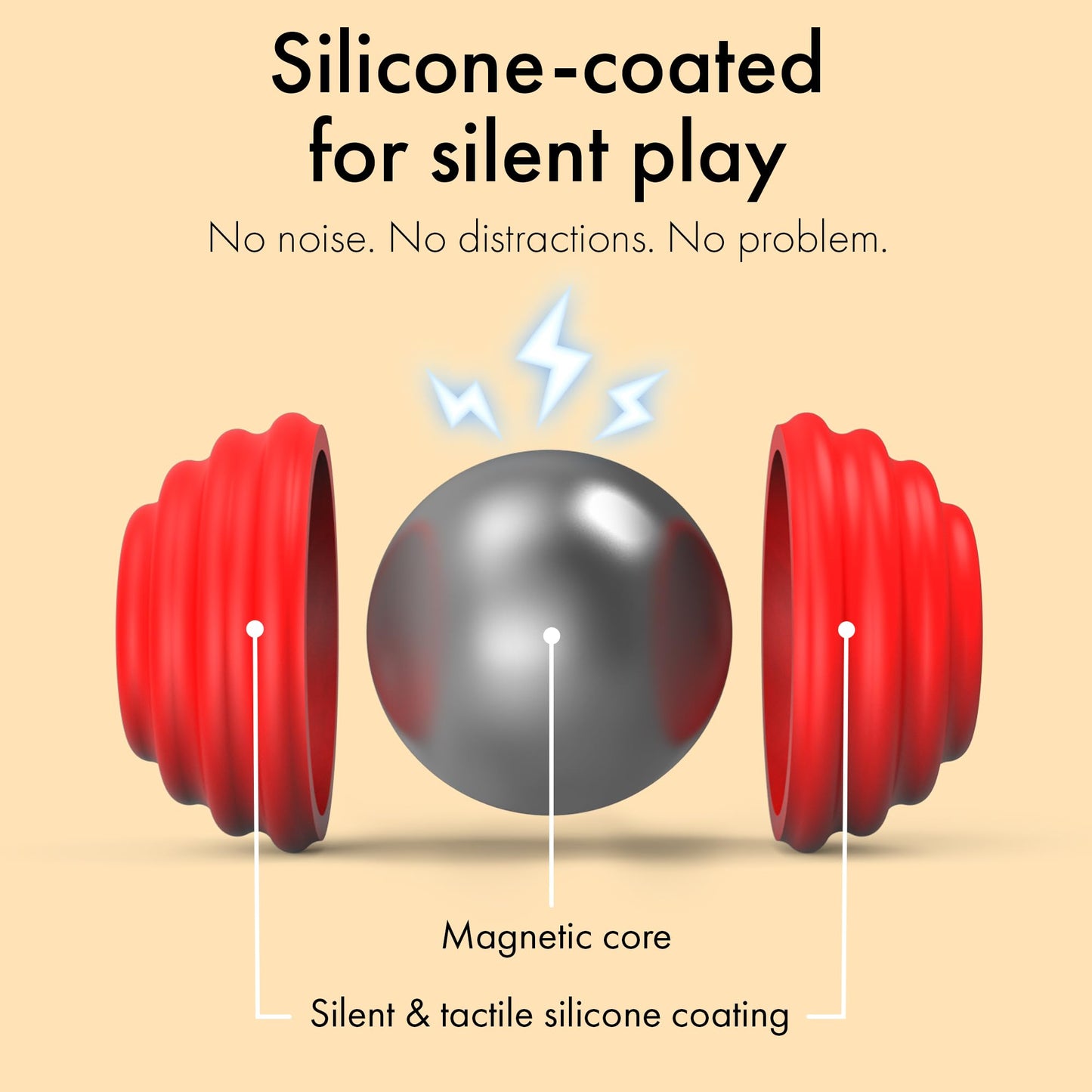 ONO Signets – Silicone Magnetic Balls with Textured Dimples, Bumps, and Waves | Ruby, Set of 8 | Fidget Toy for Adults