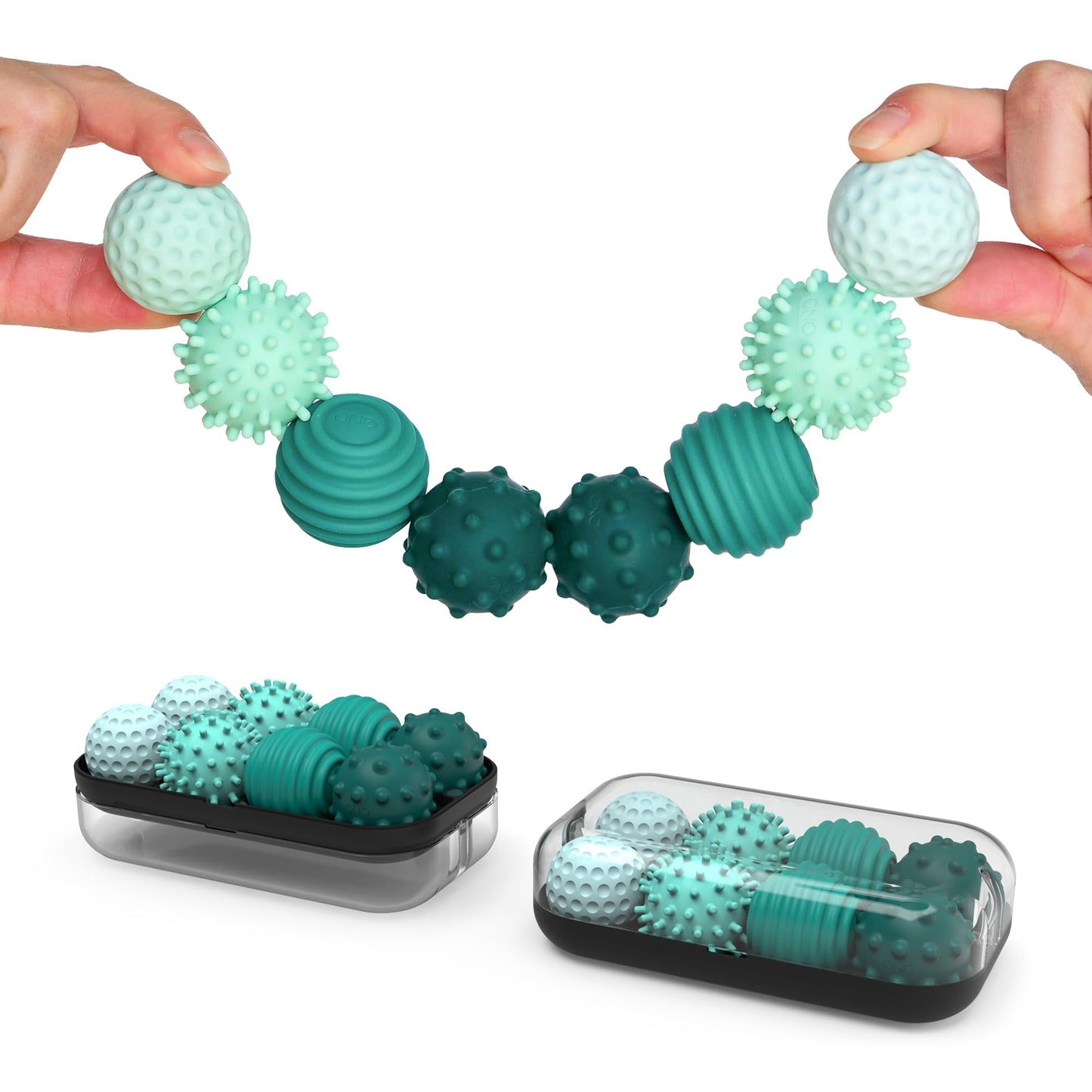 ONO Signets – Silicone Magnetic Balls with Textured Dimples, Bumps & Waves | Adult Fidget Toy (Turquoise, Set of 8)