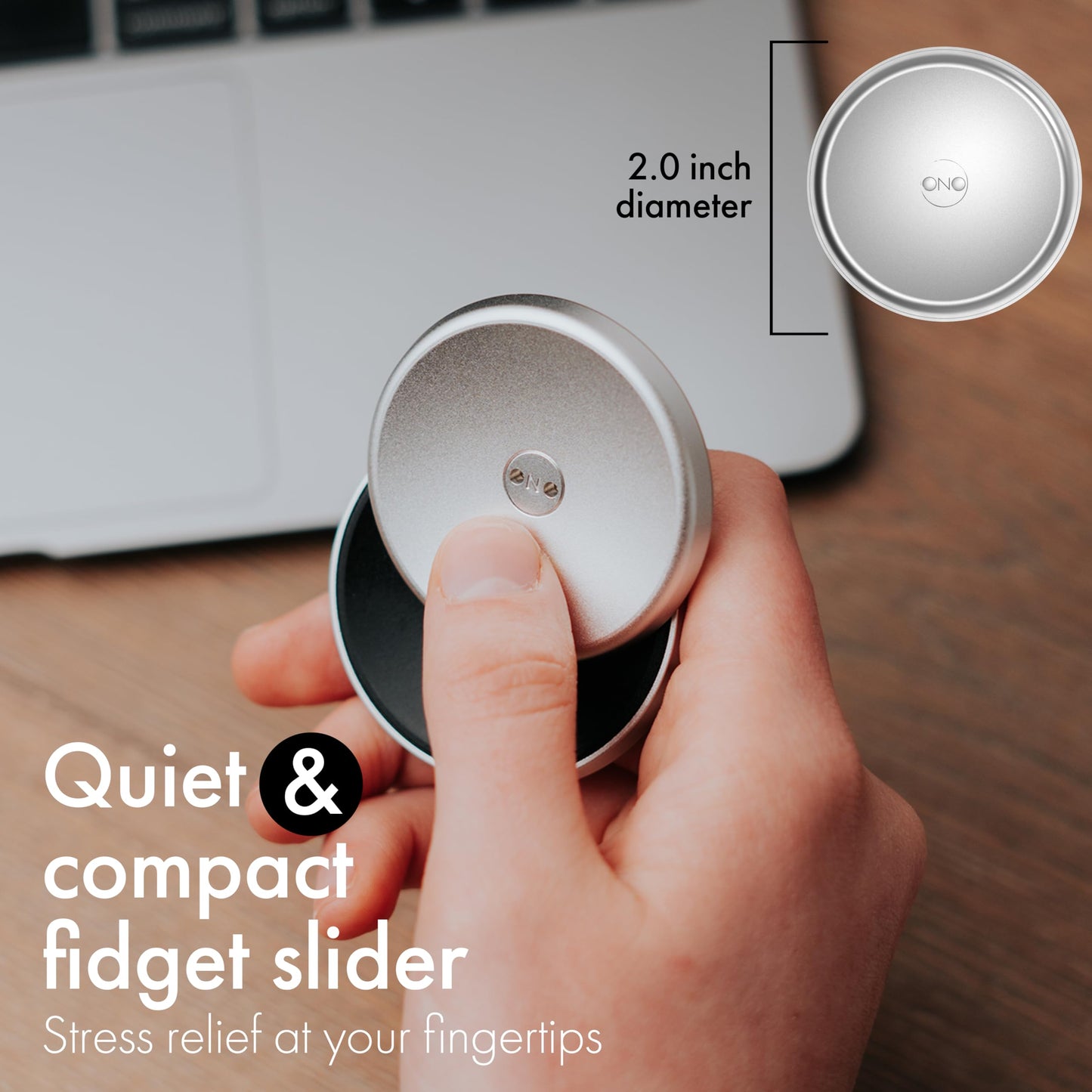 ONO Slider - Handheld Fidget Toy for Adults | Stress Relief, Focus, Portable (Grey Aluminum)