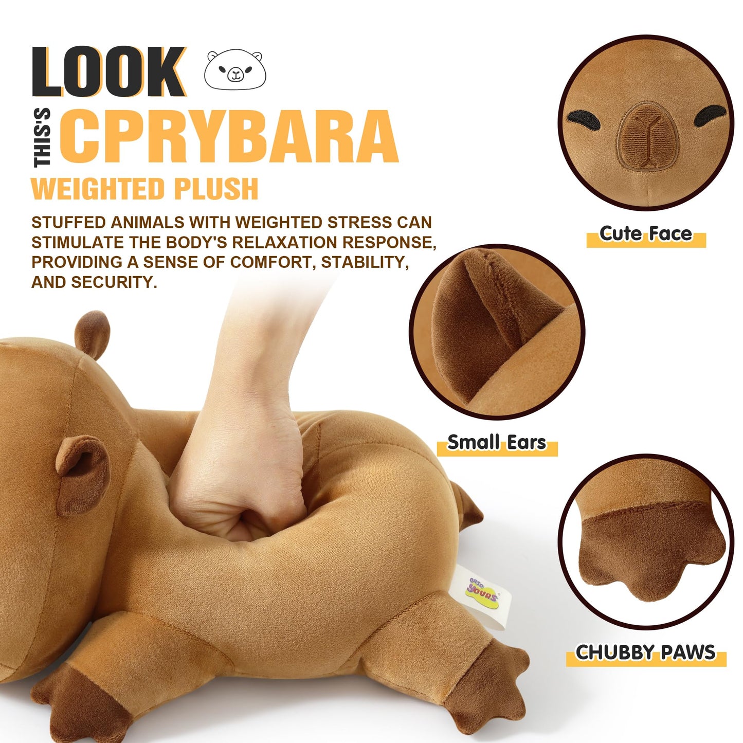 Onsoyours 13.8-Inch Weighted Capybara Plush – 1.8 lb Soft Stuffed Animal