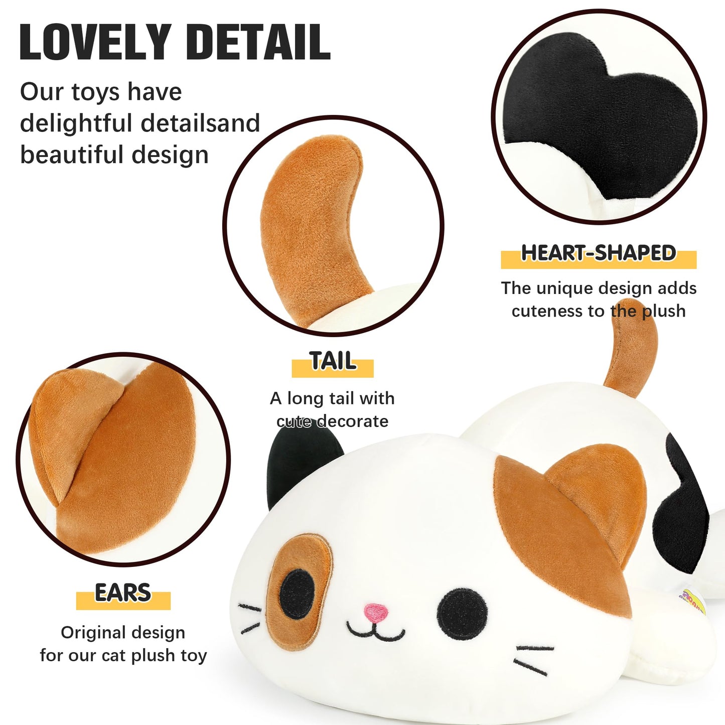 Onsoyours Original Calico Cat Plush 13-Inch Kitty Plushie – Soft Pillow & Gift