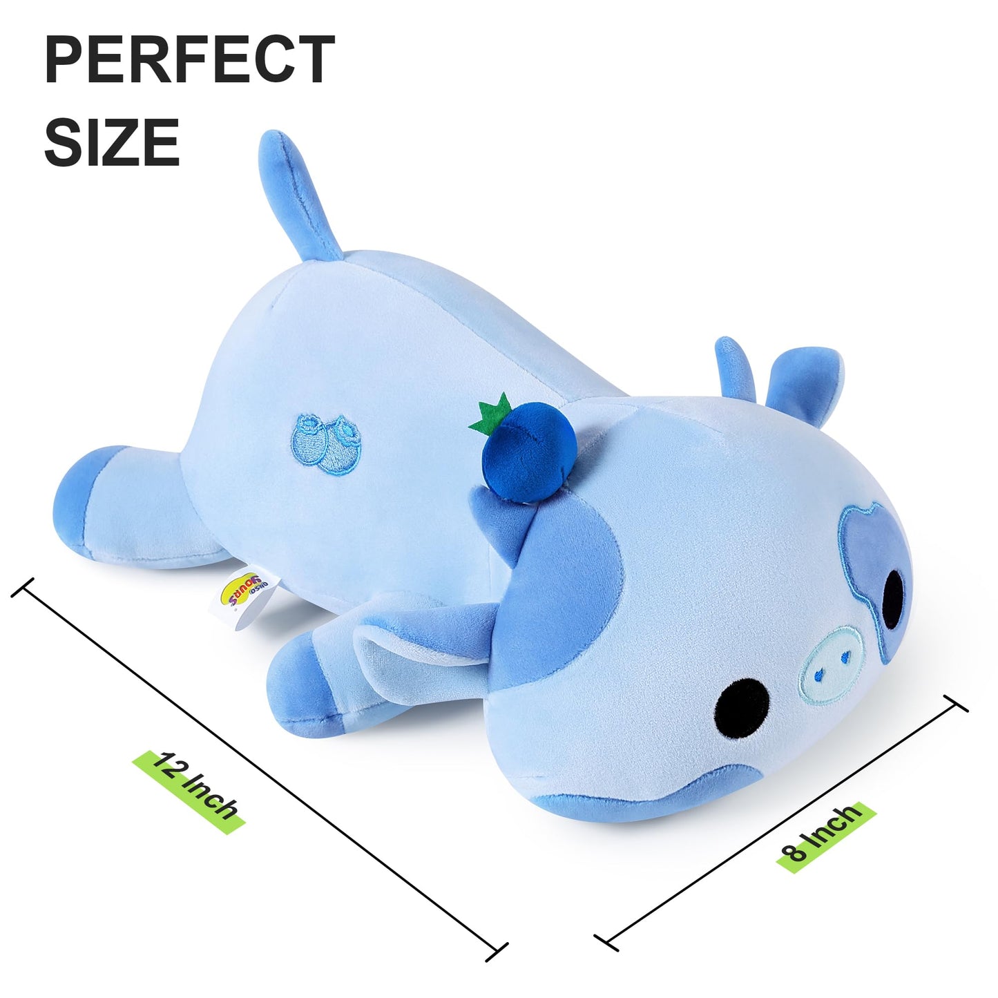Onsoyours Blueberry Cow Plushie – 12" Soft Plush Pillow for Kids