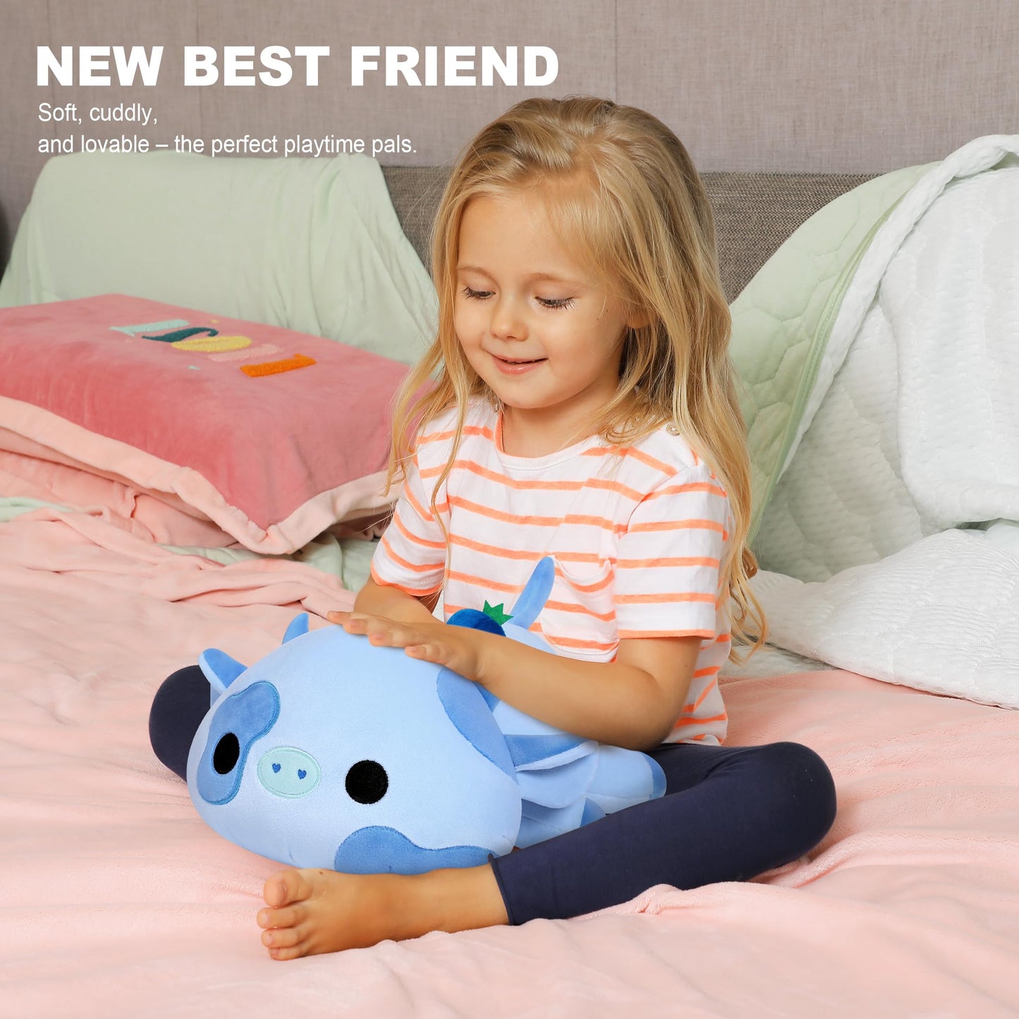 Onsoyours Blueberry Cow Plushie – 12" Soft Plush Pillow for Kids