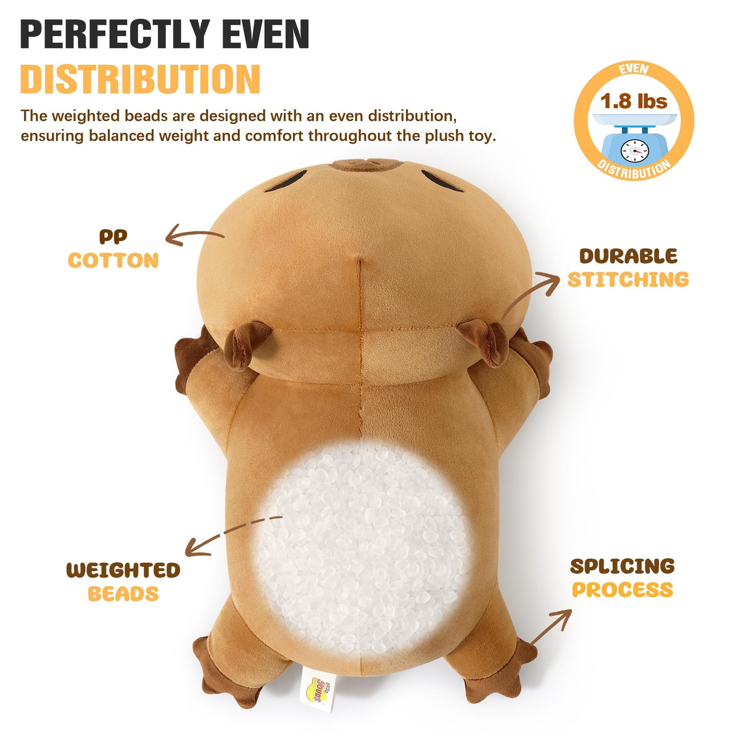 Onsoyours 13.8-Inch Weighted Capybara Plush – 1.8 lb Soft Stuffed Animal