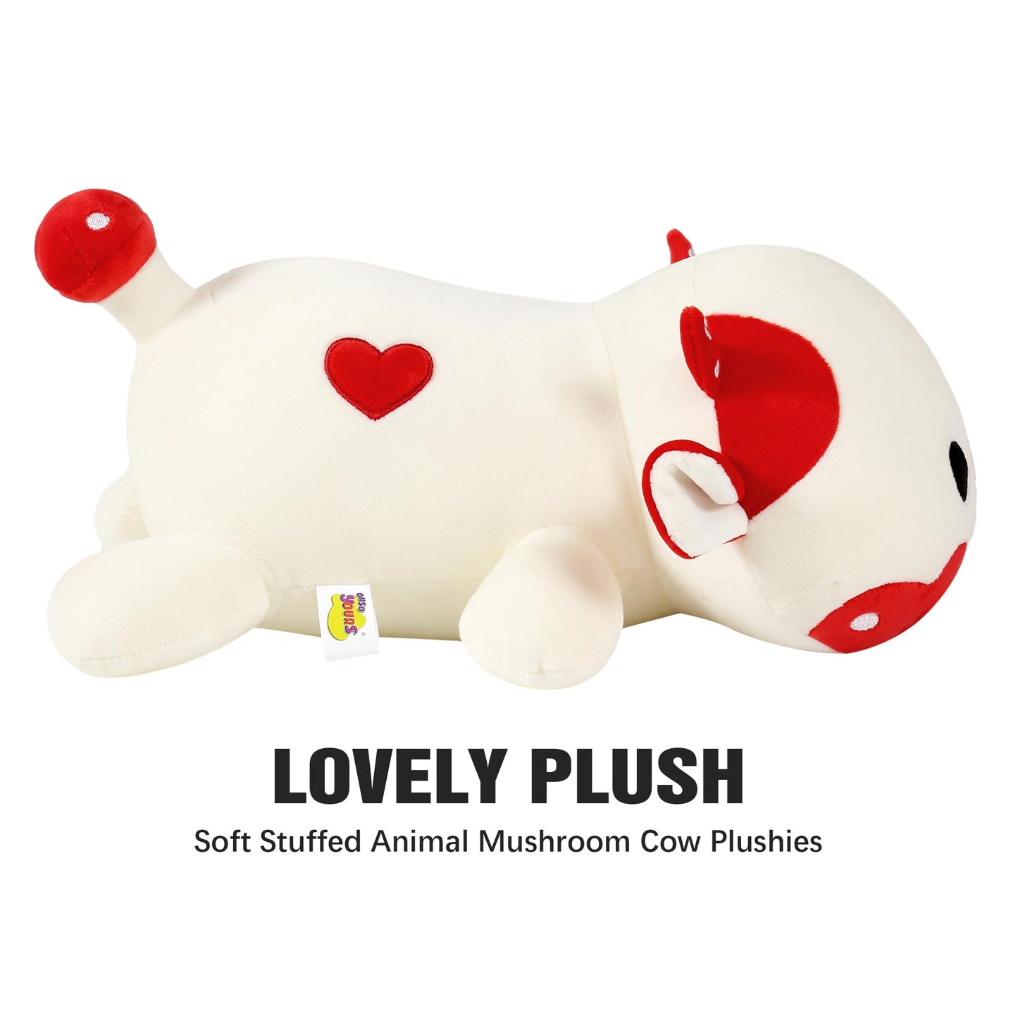 Onsoyours Cute Cow Plushie - 12in Soft Mushroom Love Cow Plush Pillow for Kids