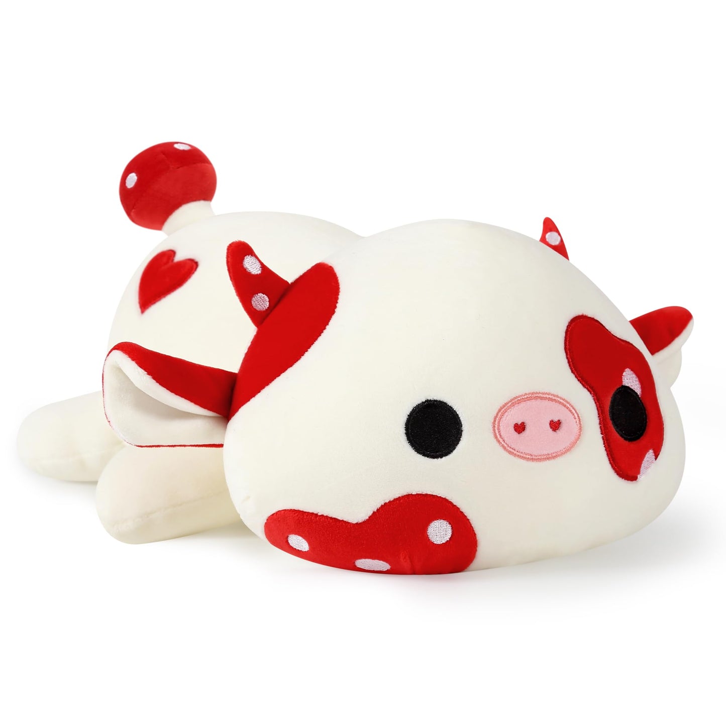 Onsoyours Cute Cow Plushie - 12in Soft Mushroom Love Cow Plush Pillow for Kids
