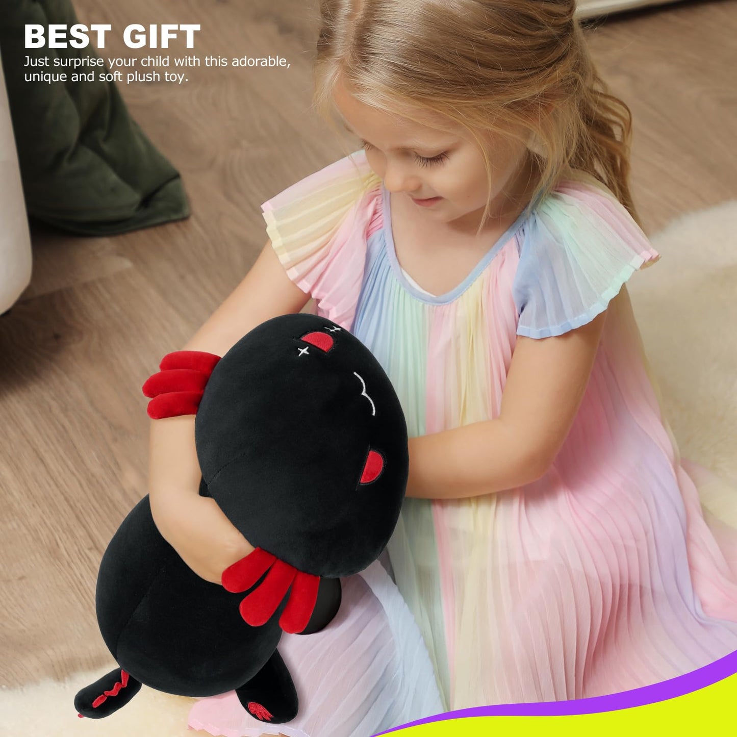 Onsoyours Cute Axolotl Plush – 13-Inch Soft Stuffed Animal Pillow (Black Axolotl A)