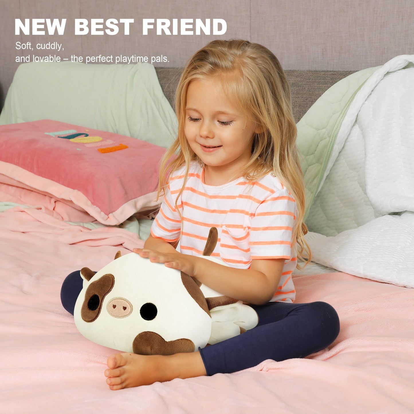 Onsoyours Cute Cow Plushie - 12-Inch Cookies Cow Squishy Plush Toy Pillow