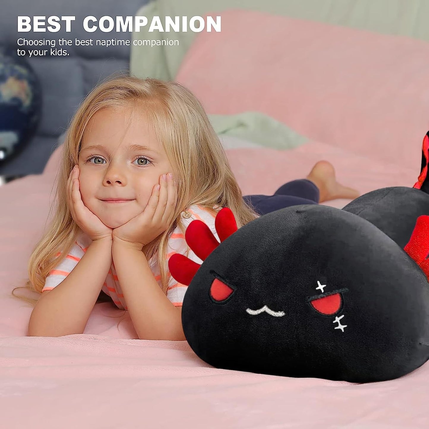 Onsoyours Cute Axolotl Plush – 13-Inch Soft Stuffed Animal Pillow (Black Axolotl A)
