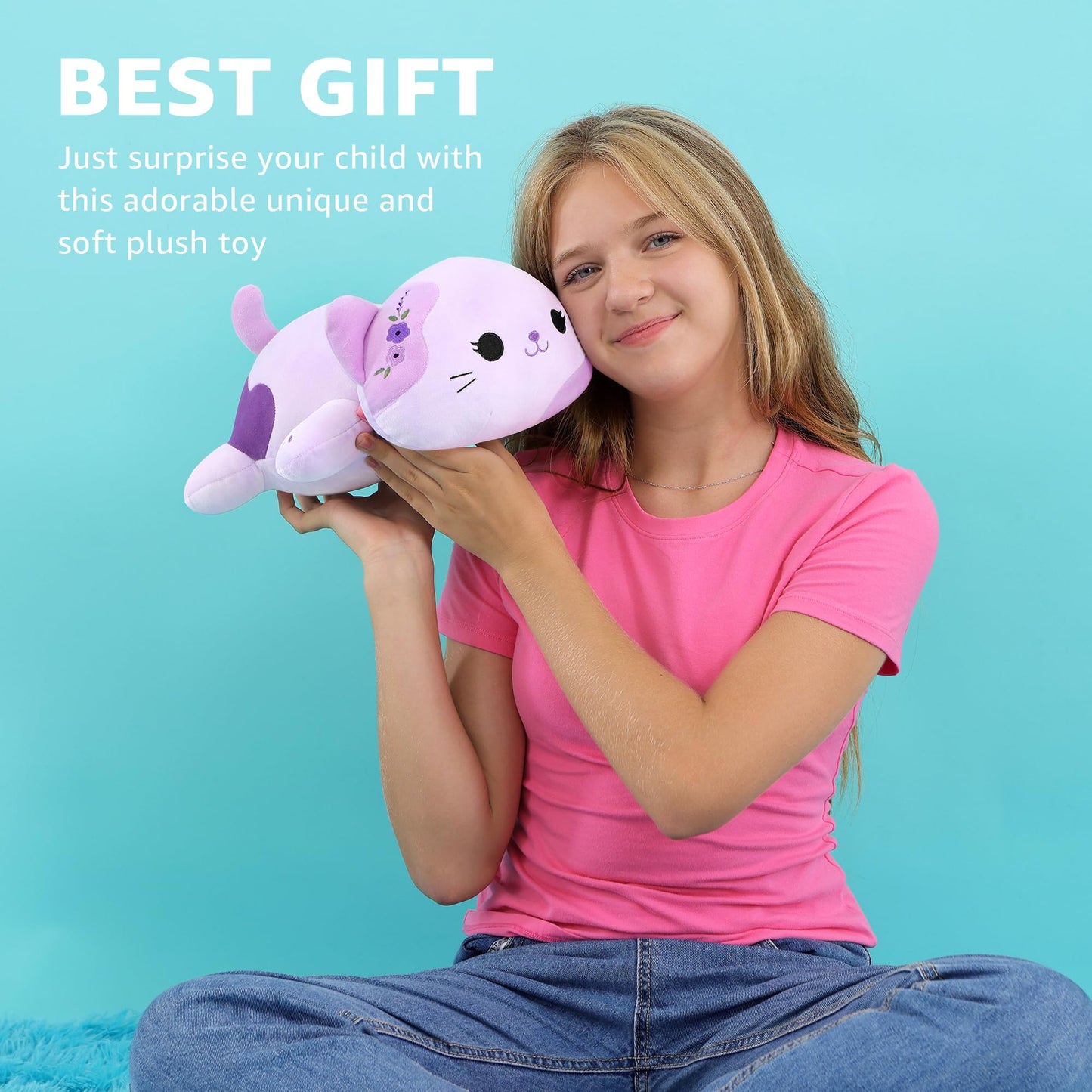 Onsoyours Original Lavender Cat Plush 13-Inch – Soft Kawaii Kitty Pillow Gift