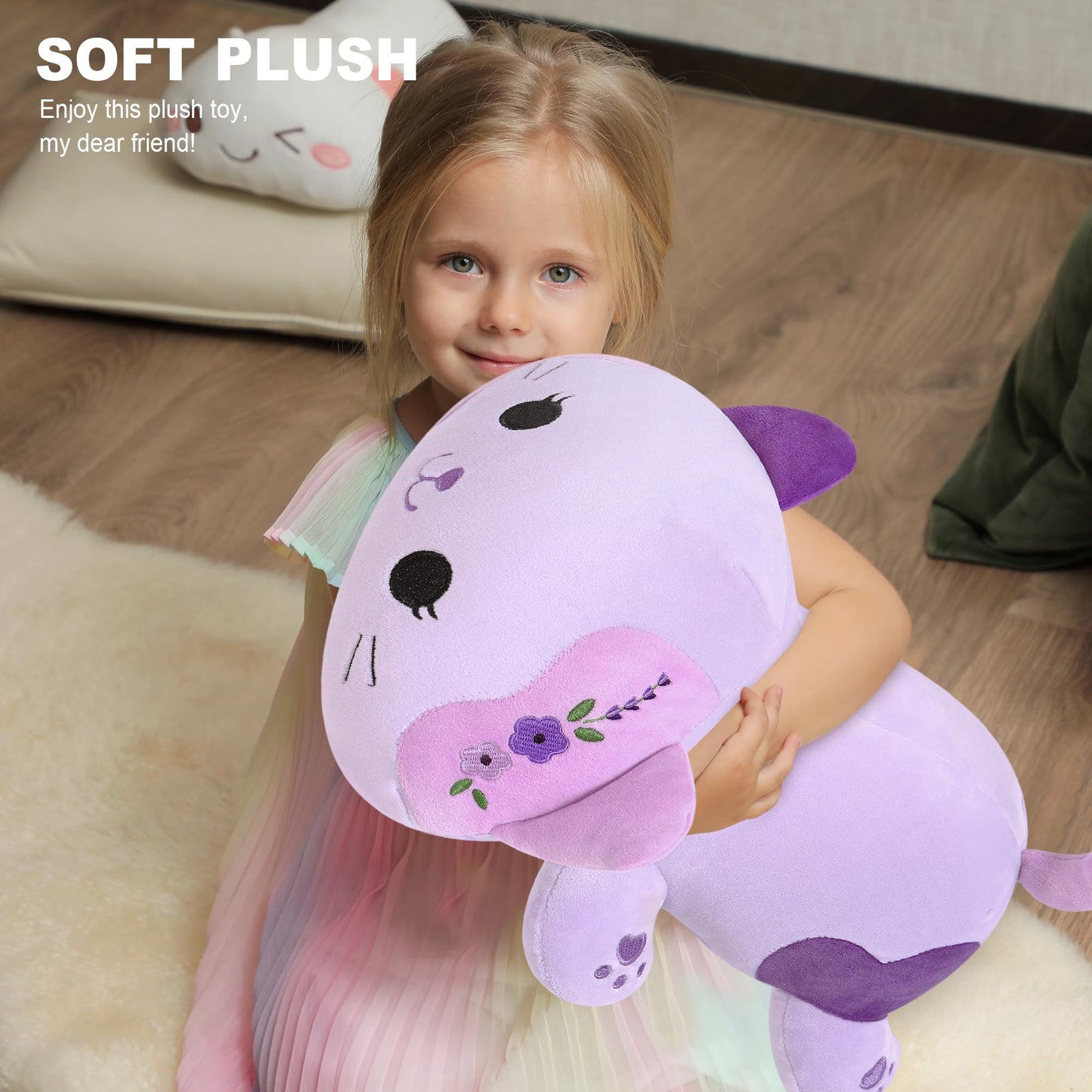 Onsoyours Lavender Cat Plush 20 Inch – Soft Non-Toxic Kawaii Kitty Gift