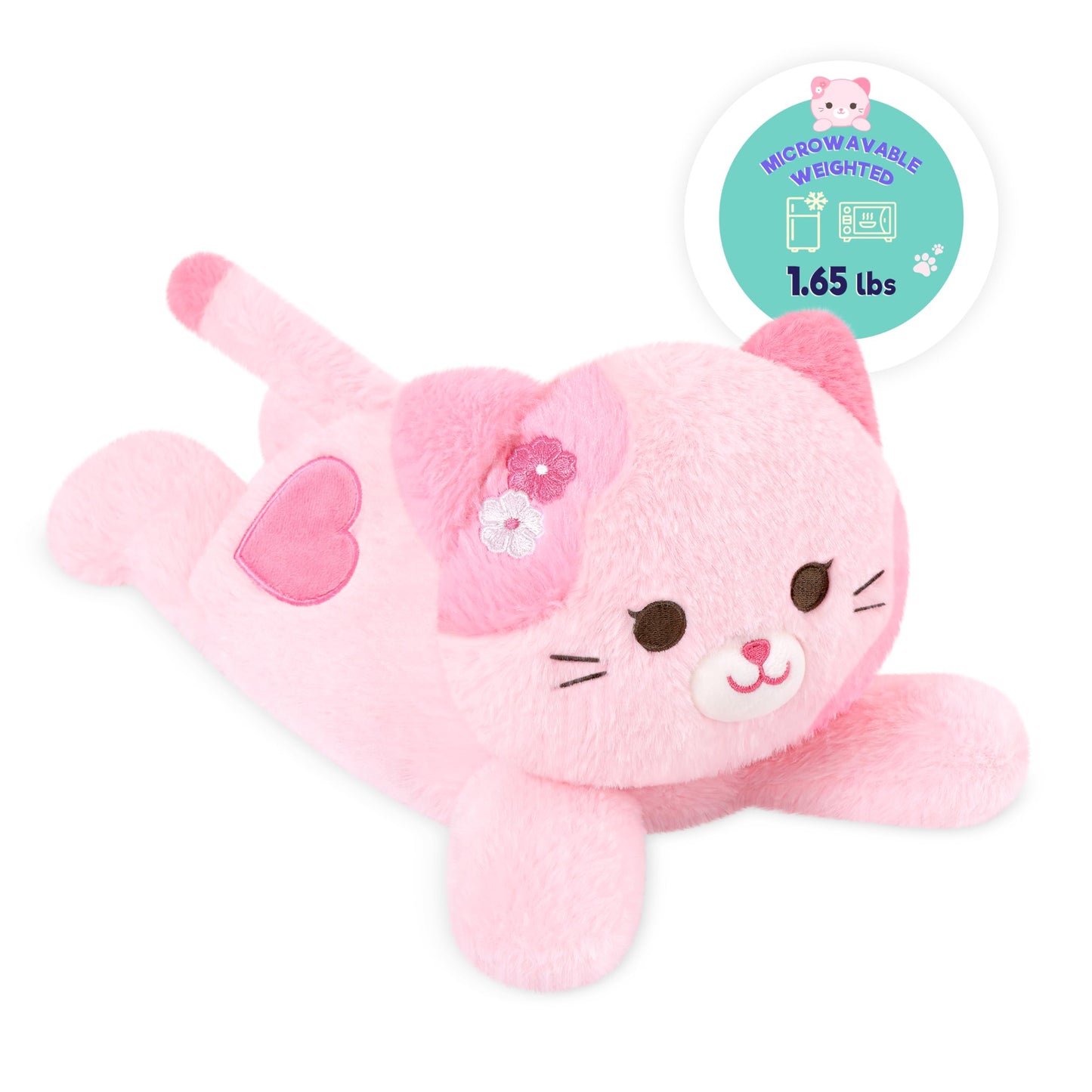 Onsoyours Original Heatable & Weighted Sakura Cat Plush – 15-Inch Microwavable Kitten for Warmth and Comfort