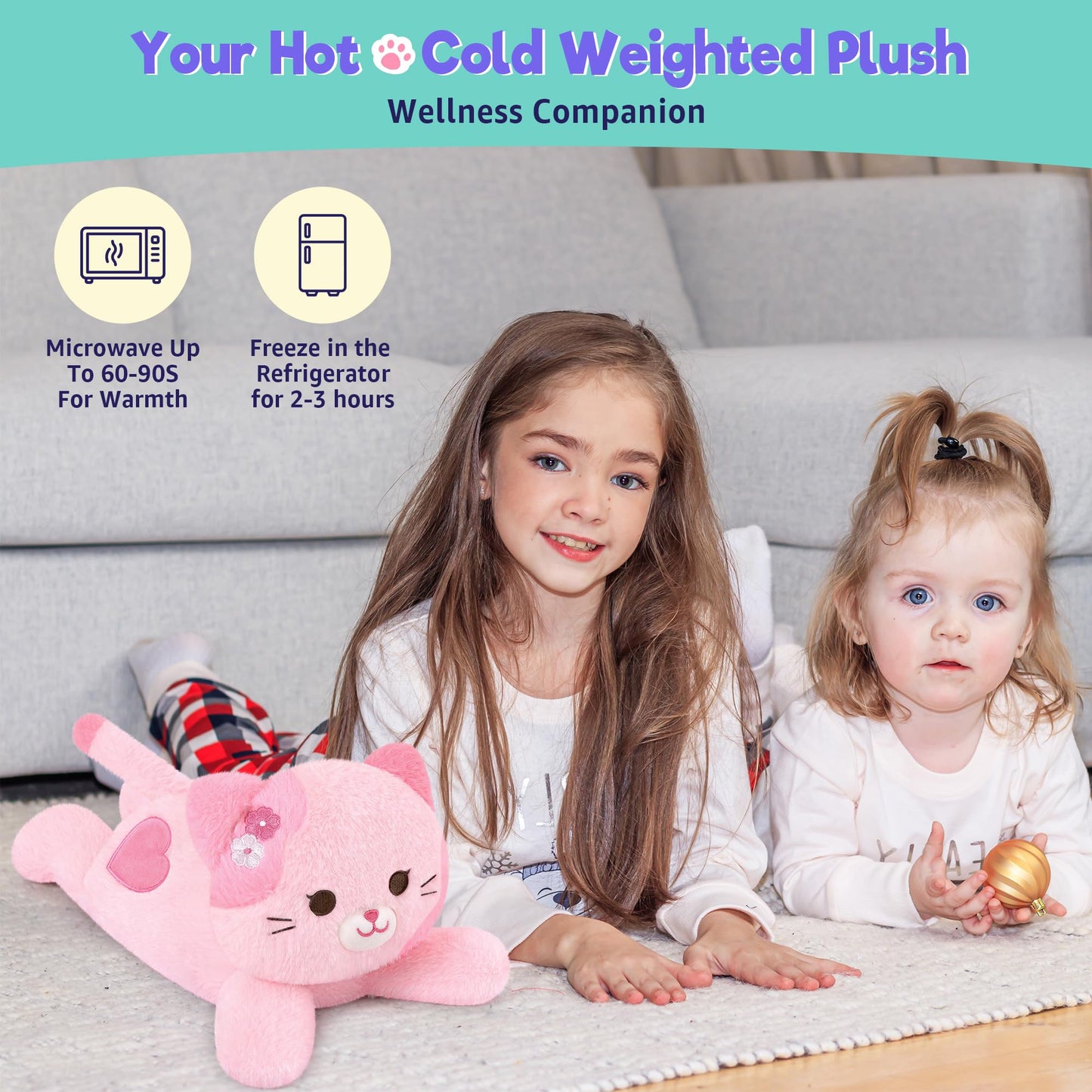 Onsoyours Original Heatable & Weighted Sakura Cat Plush – 15-Inch Microwavable Kitten for Warmth and Comfort