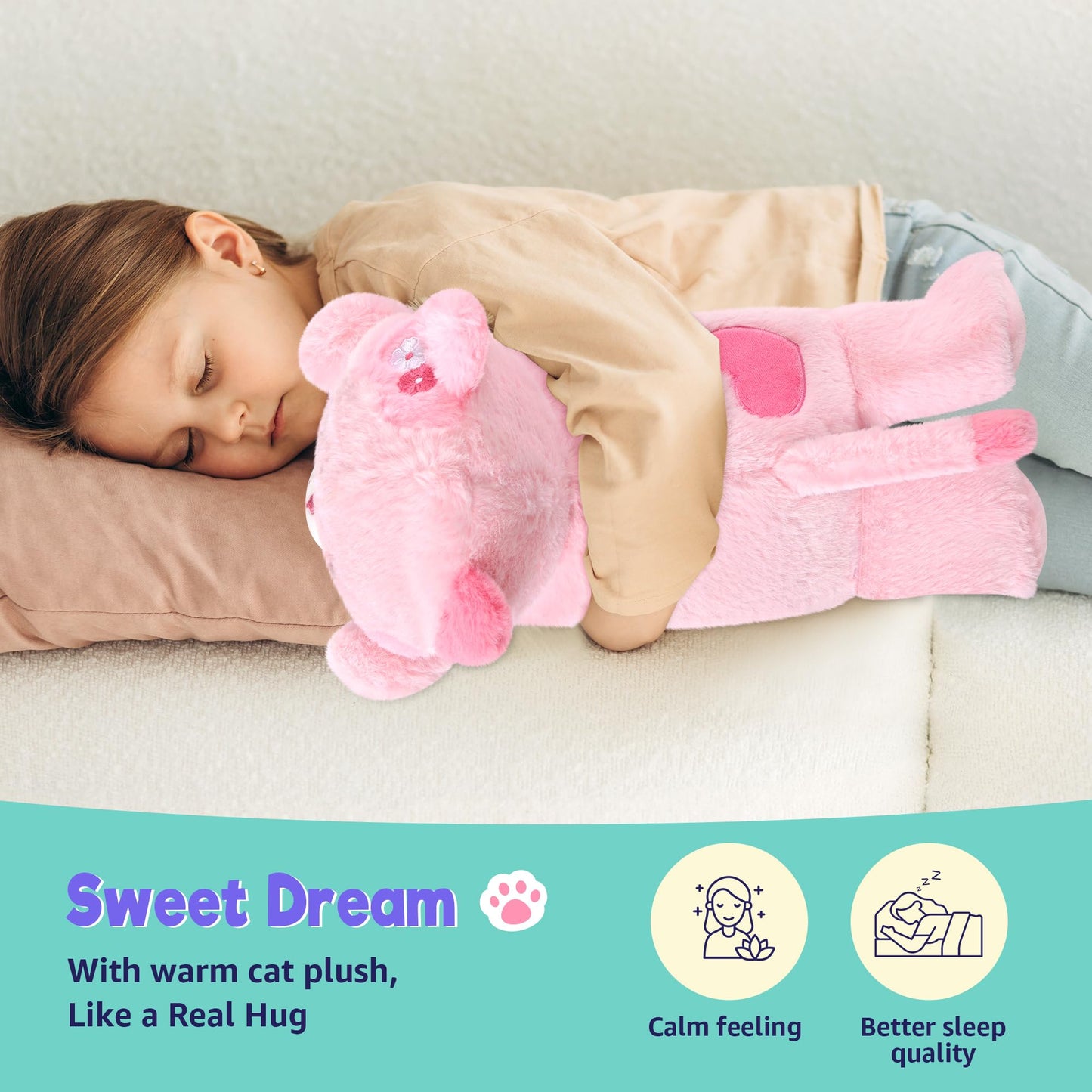 Onsoyours Original Heatable & Weighted Sakura Cat Plush – 15-Inch Microwavable Kitten for Warmth and Comfort