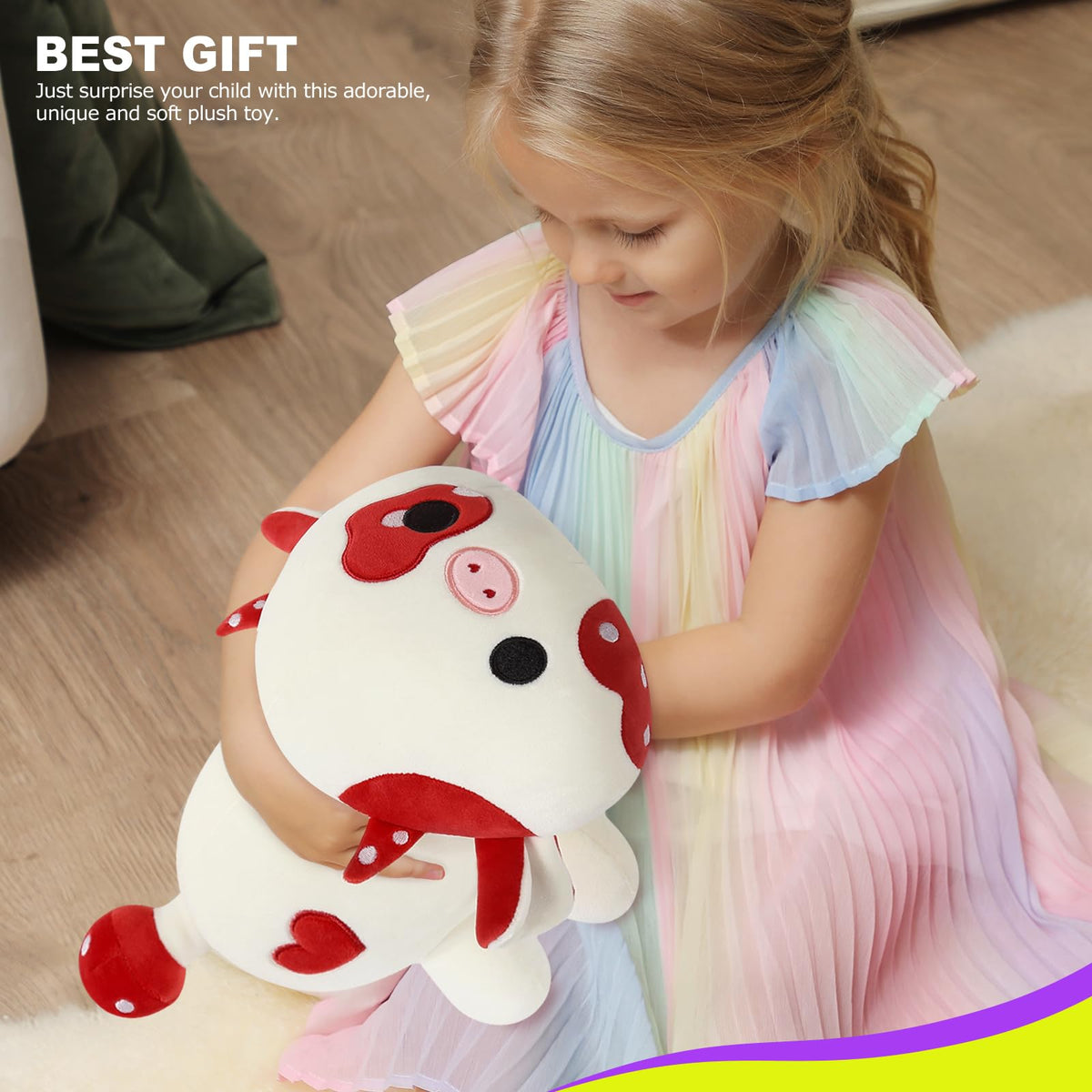 Onsoyours Cute Cow Plushie - 12in Soft Mushroom Love Cow Plush Pillow for Kids