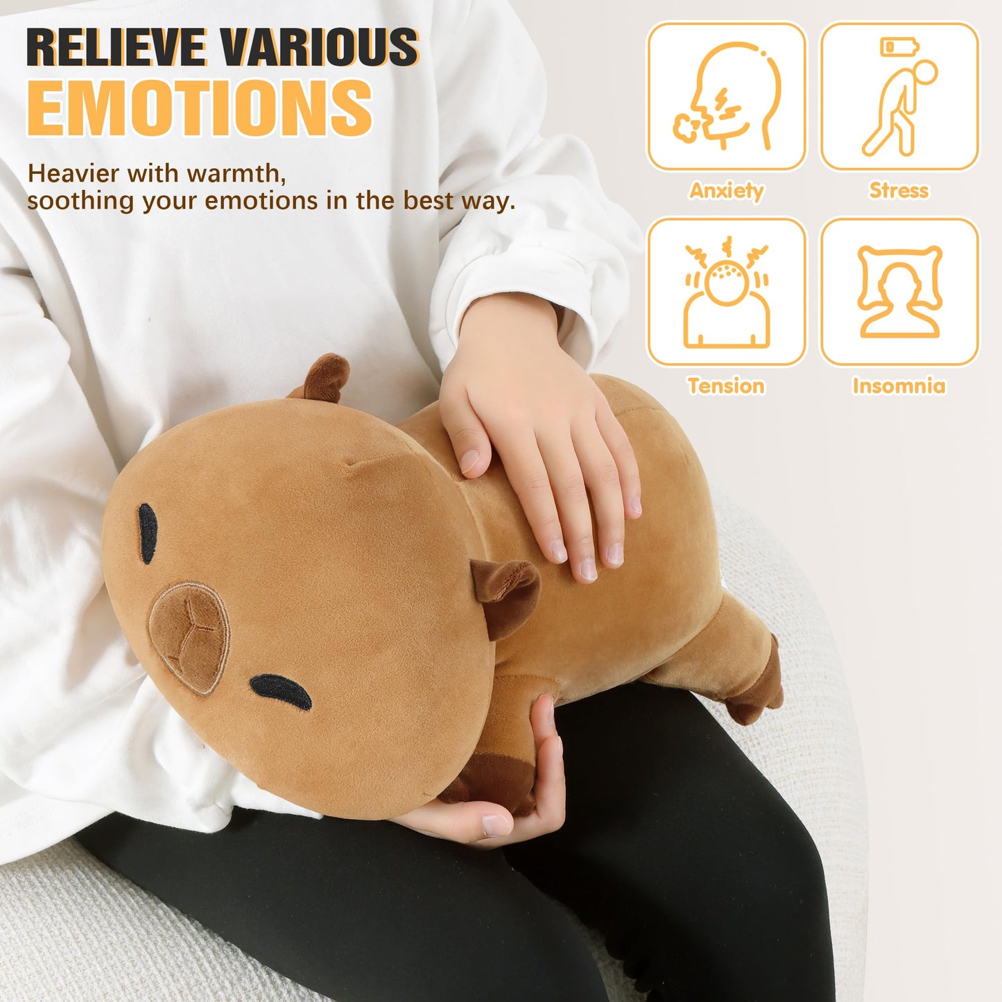 Onsoyours 13.8-Inch Weighted Capybara Plush – 1.8 lb Soft Stuffed Animal