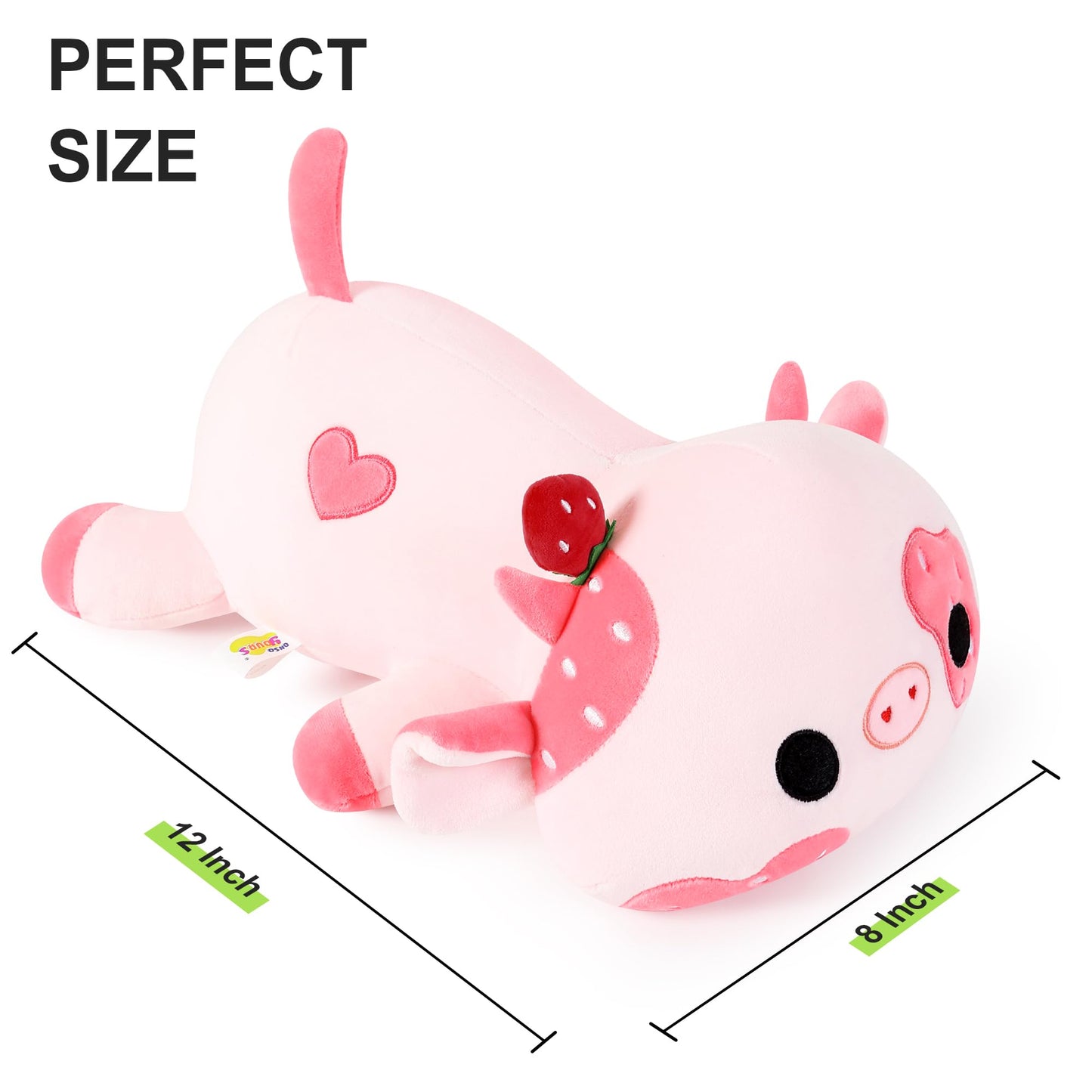 Onsoyours Cute Cow Plushie 12in – Strawberry Love Plush Toy for Kids