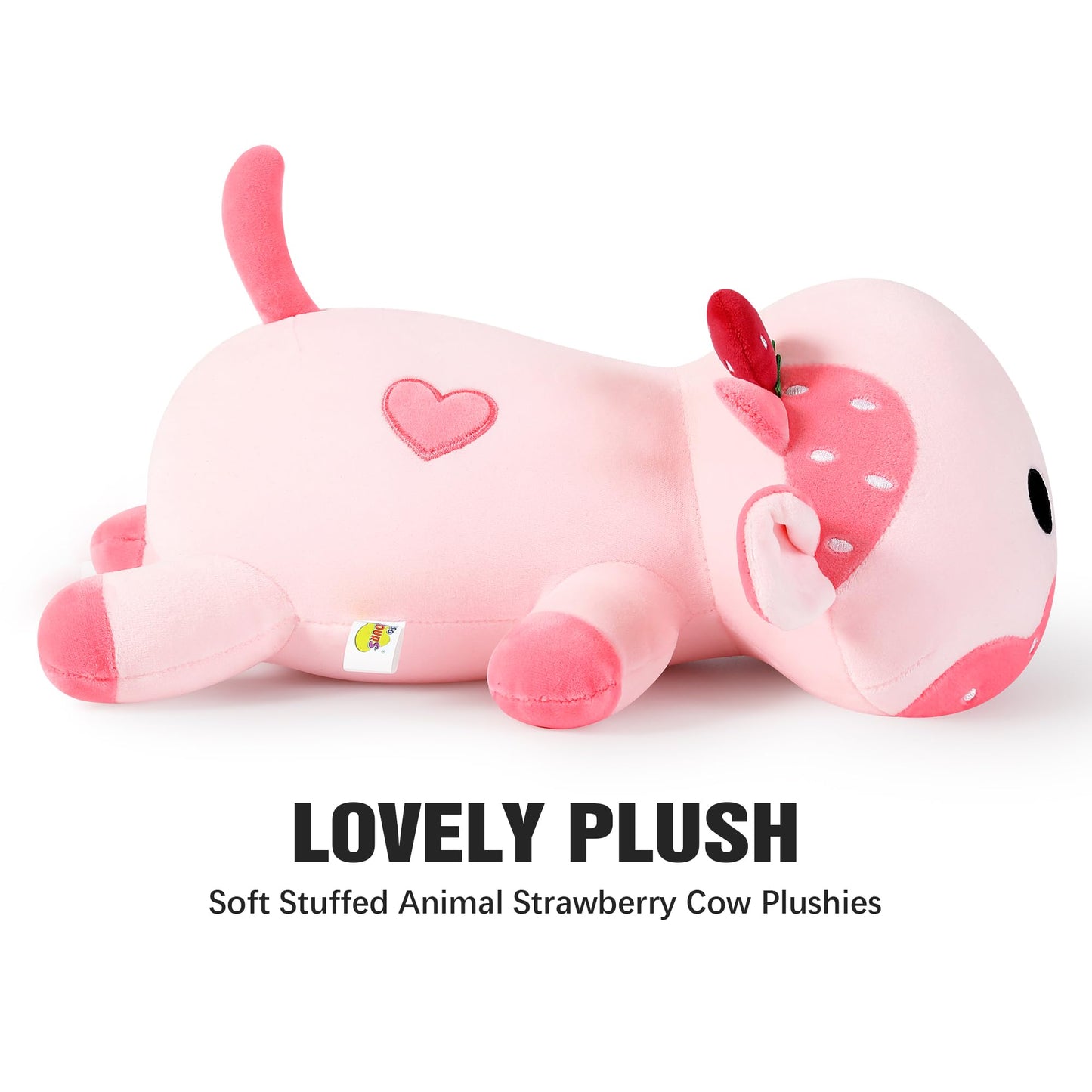 Onsoyours Cute Cow Plushie 12in – Strawberry Love Plush Toy for Kids