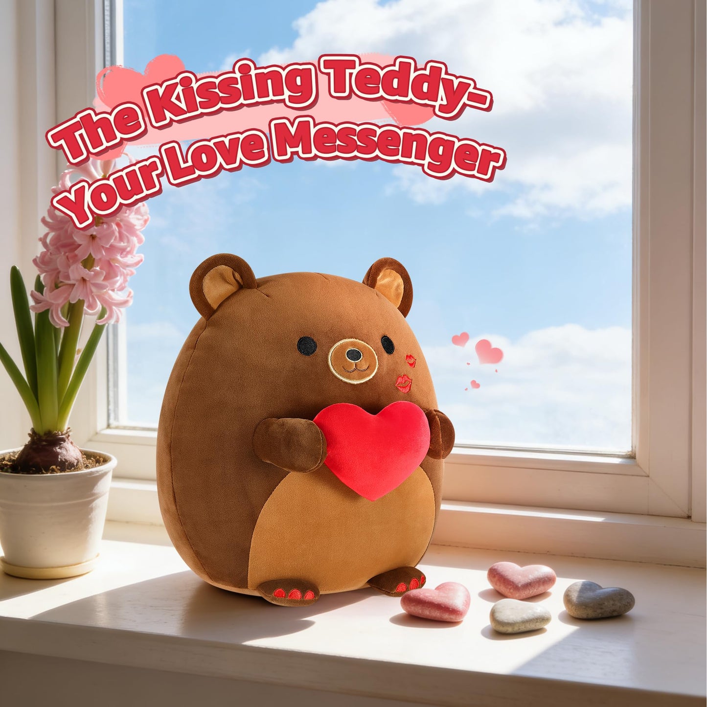 Onsoyours Original Bear Plush with Red Love – 12-Inch Ultra-Soft Heart Plush