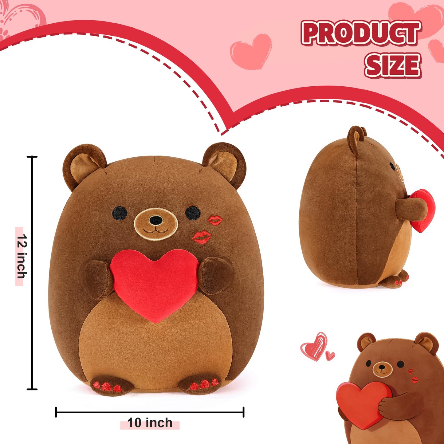 Onsoyours Original Bear Plush with Red Love – 12-Inch Ultra-Soft Heart Plush