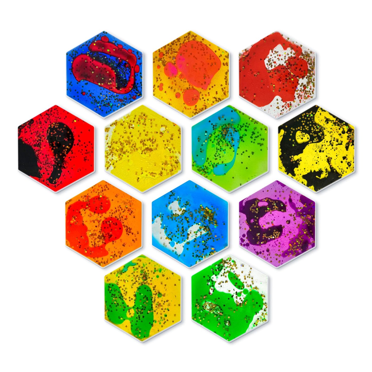 Onyoloy Liquid Sensory Soft Gel Toys – Set of 12 Hexagonal Water Fidget Toys