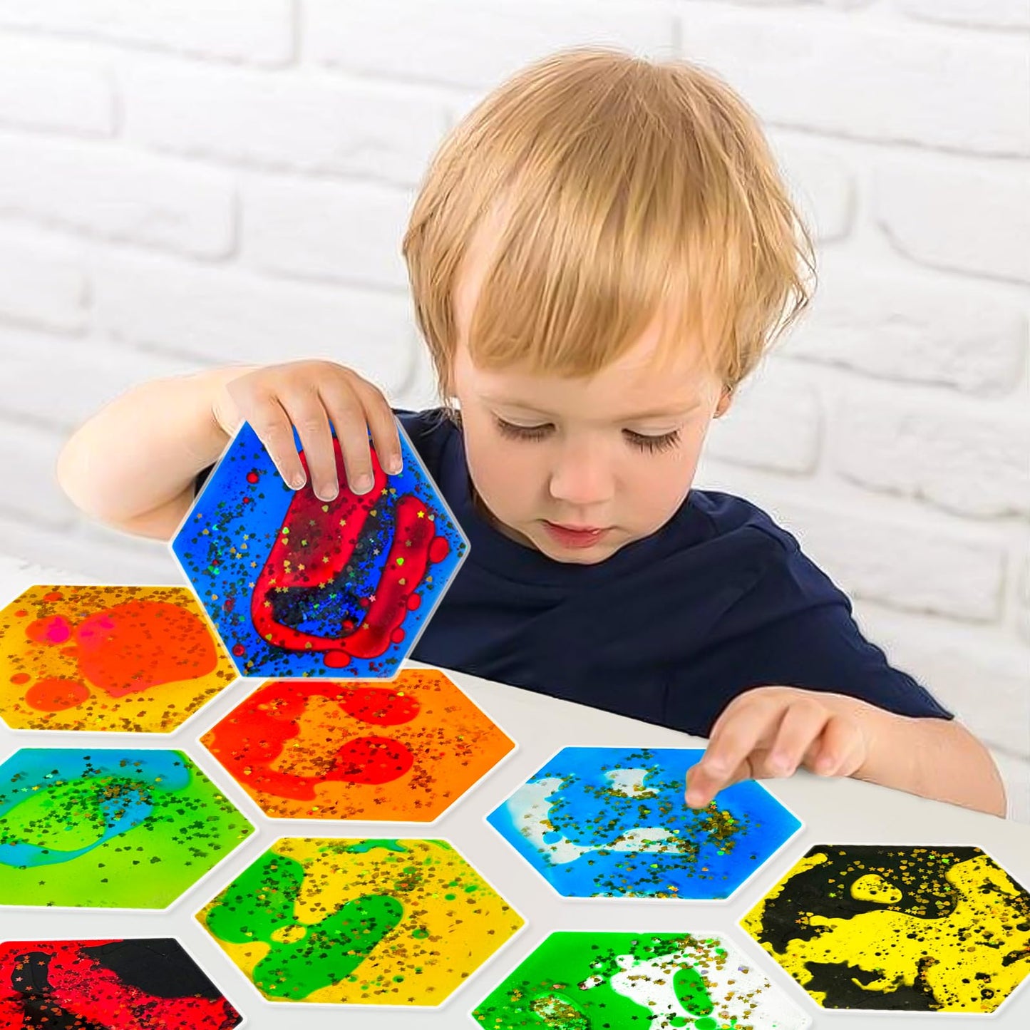 Onyoloy Liquid Sensory Soft Gel Toys – Set of 12 Hexagonal Water Fidget Toys
