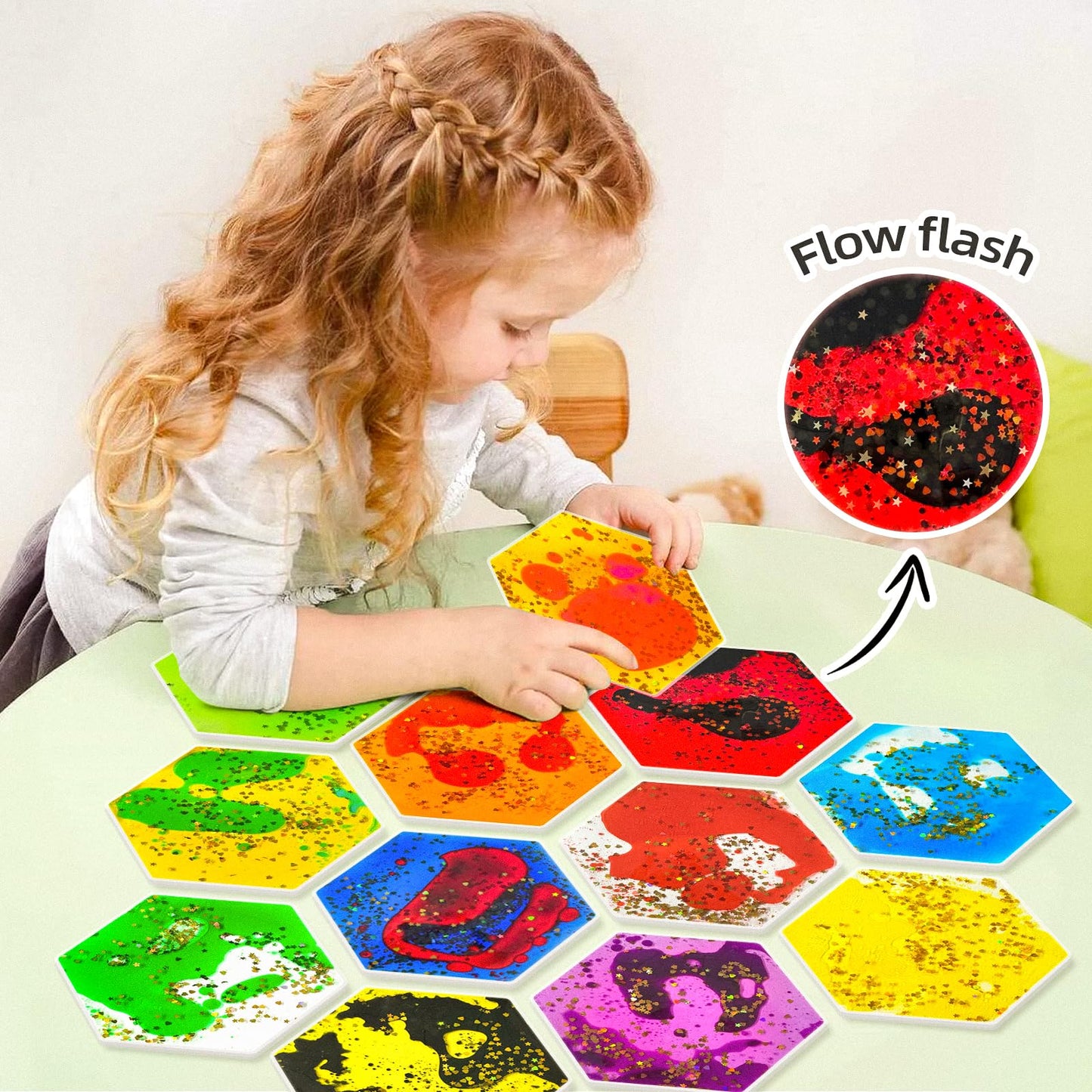Onyoloy Liquid Sensory Soft Gel Toys – Set of 12 Hexagonal Water Fidget Toys