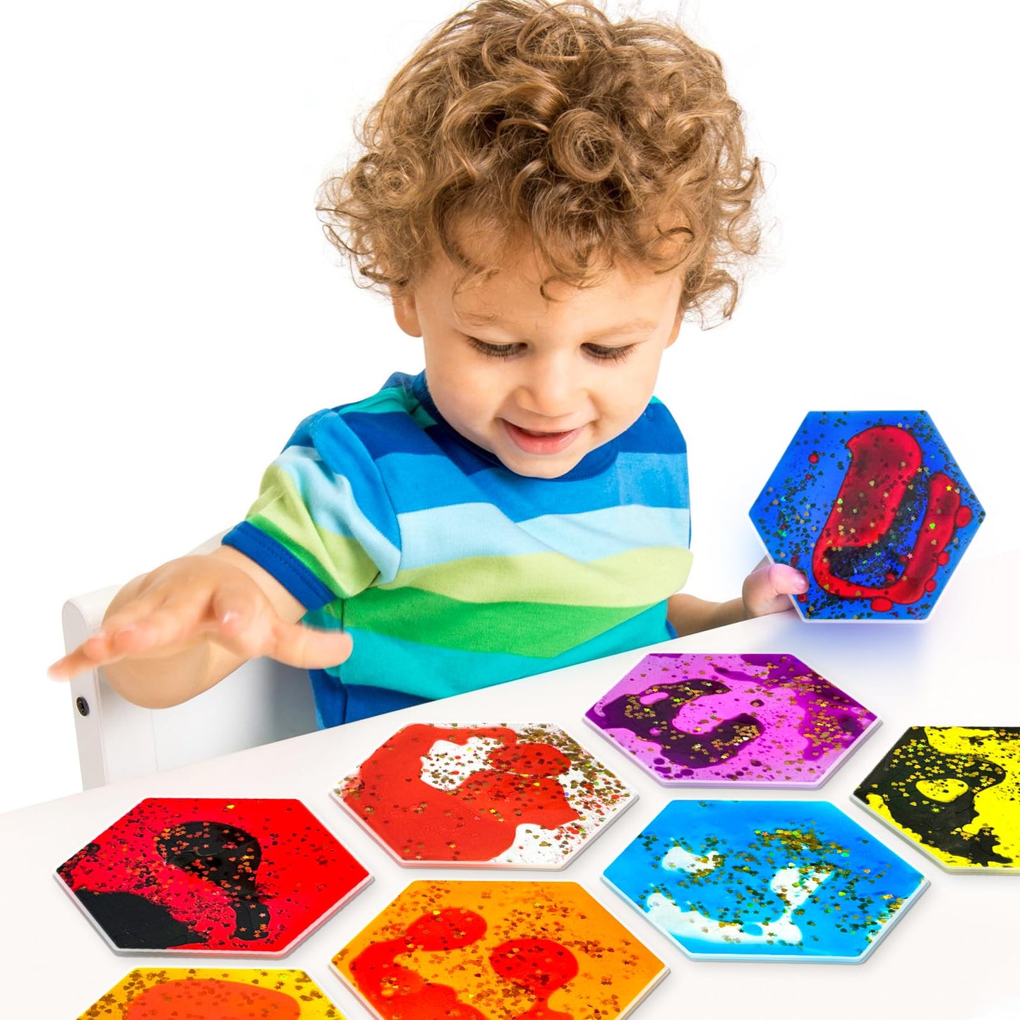 Onyoloy Liquid Sensory Soft Gel Toys – Set of 12 Hexagonal Water Fidget Toys