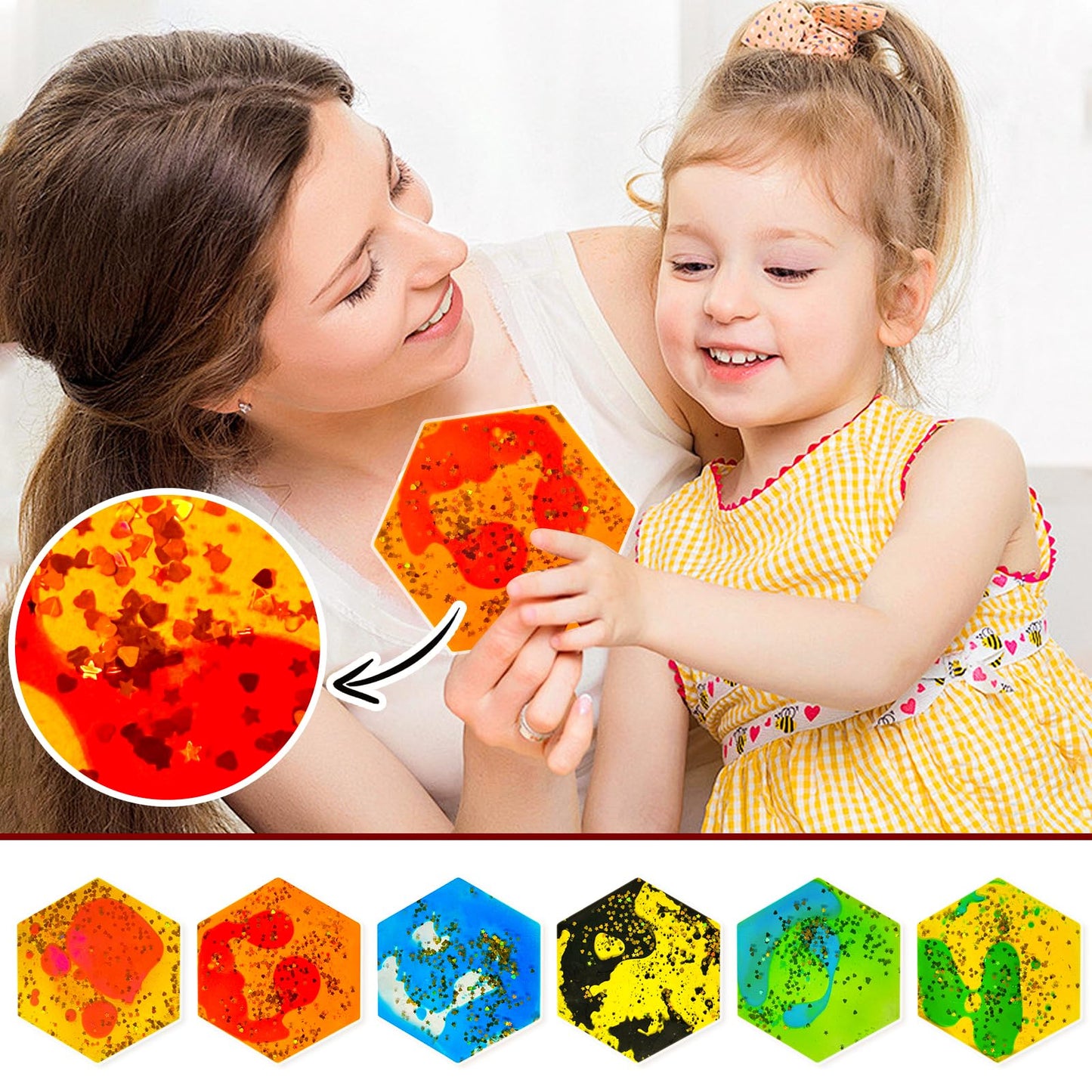 Onyoloy Liquid Sensory Soft Gel Toys – Set of 12 Hexagonal Water Fidget Toys