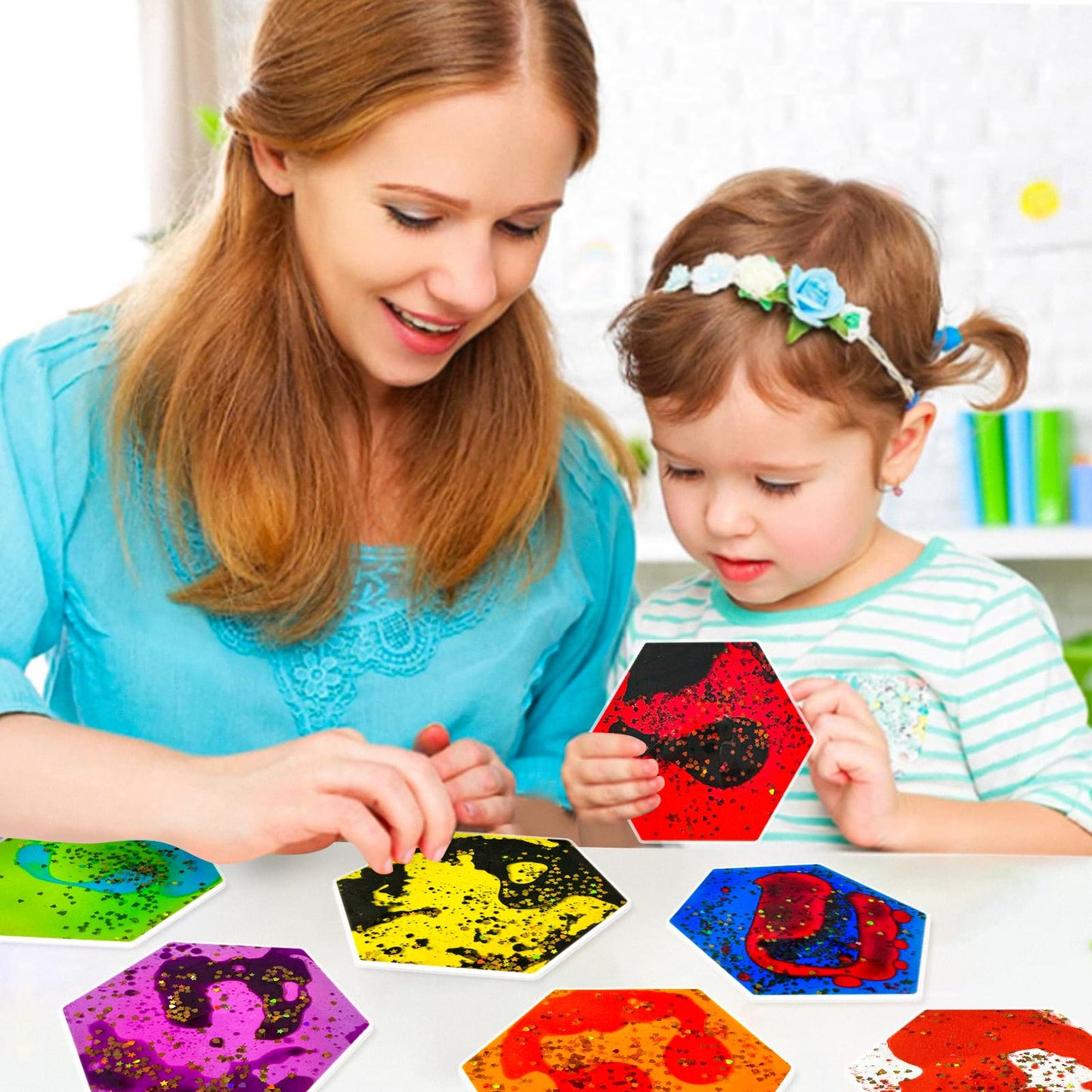 Onyoloy Liquid Sensory Soft Gel Toys – Set of 12 Hexagonal Water Fidget Toys