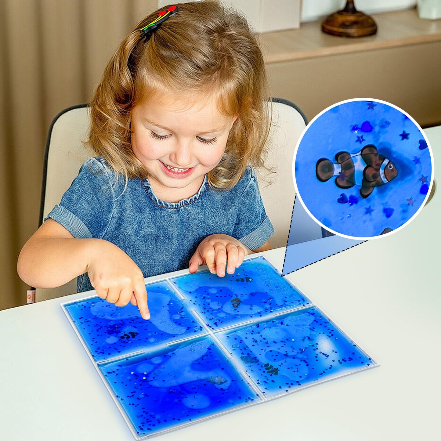Onyoloy Liquid Sensory Soft Gel Tiles - 12-by-12-Inch Square Set of 9 - Multicolor Water Toys for Nurseries