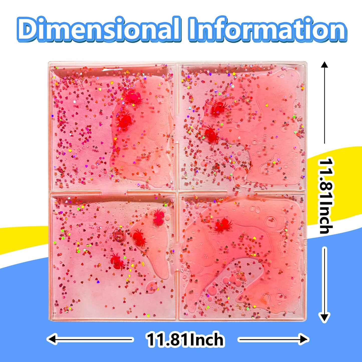 Onyoloy Liquid Sensory Soft Gel Tiles - 12-by-12-Inch Square Set of 9 - Multicolor Water Toys for Nurseries