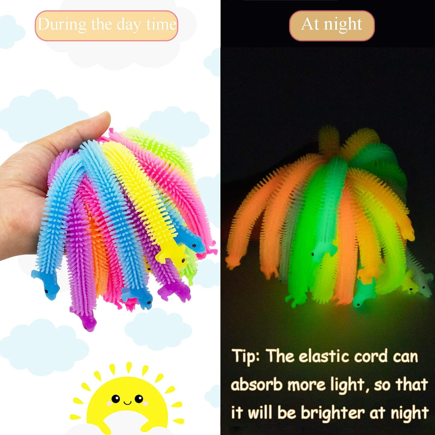 OOINQQ Valentines Day Cards for Kids – 24 Glow-in-the-Dark Dinosaur Stretchy Strings & Cards