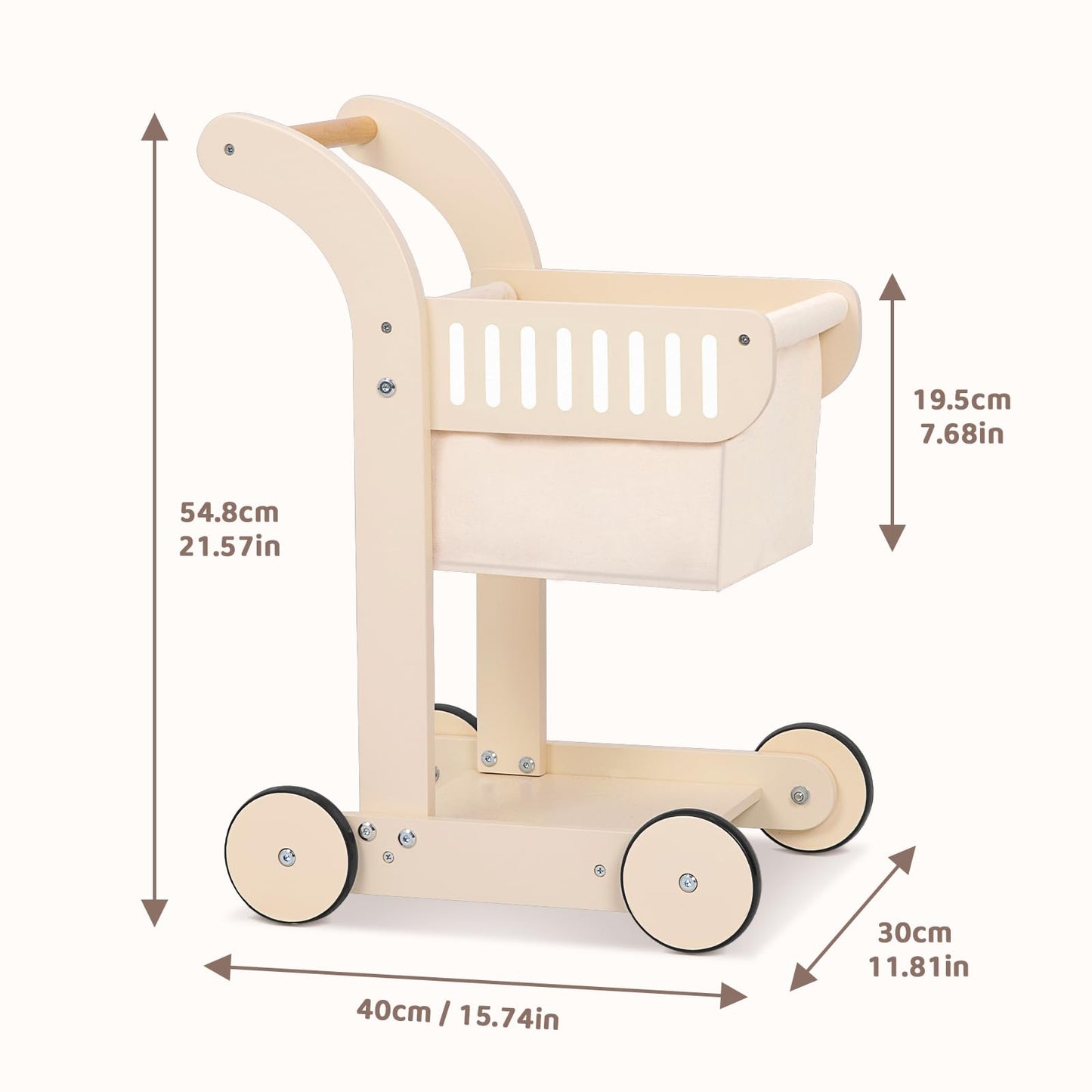OOOK Baby Push Walker Doll Stroller – Wooden Toddler Walker & Shopping Cart