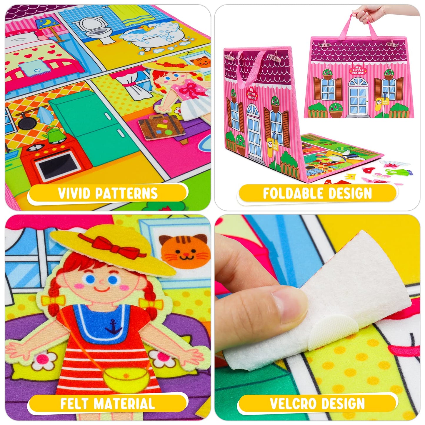 OKOOKO Dress Up House Felt Board – 35-Piece, Double-Sided, Foldable