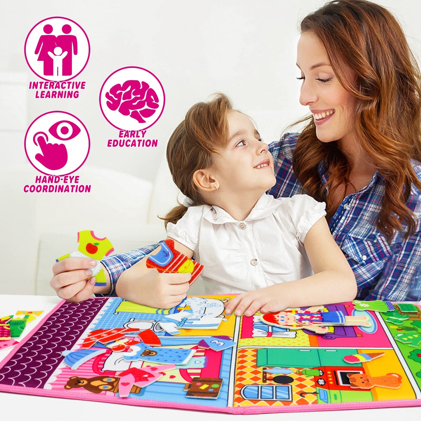 OKOOKO Dress Up House Felt Board – 35-Piece, Double-Sided, Foldable