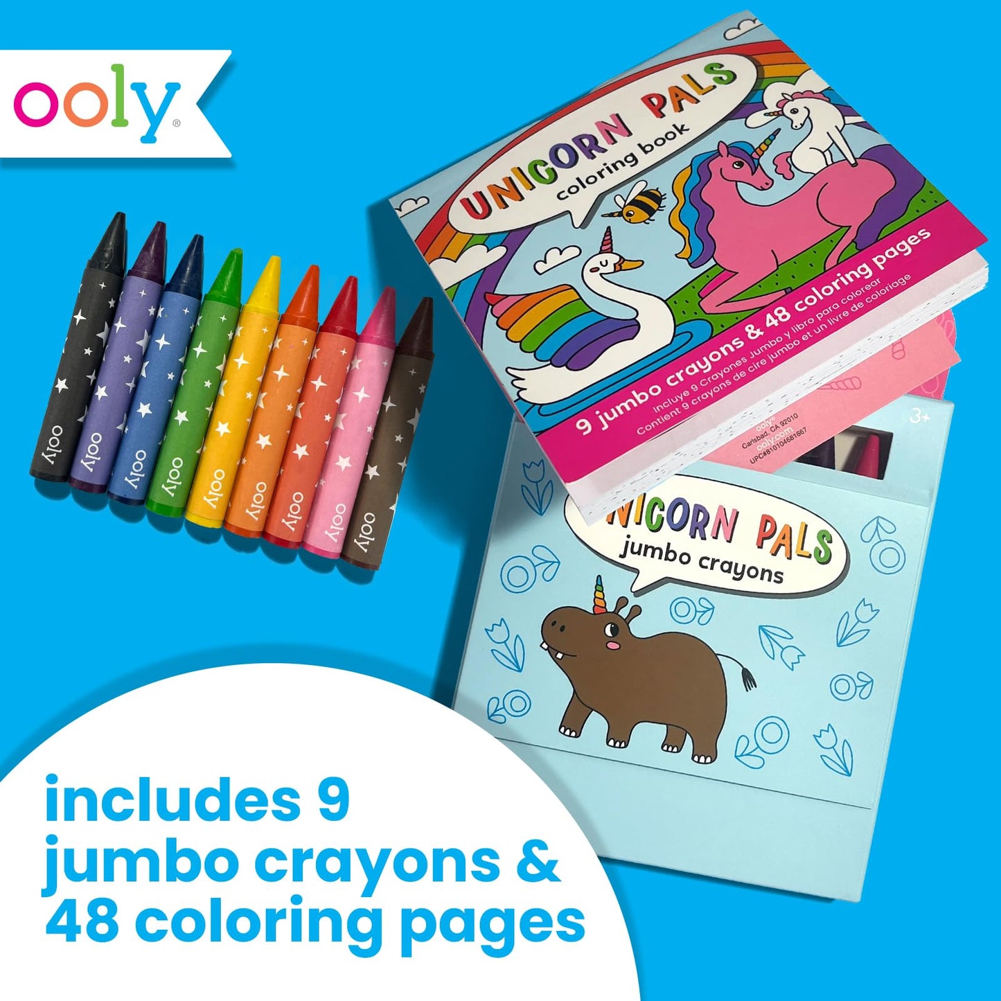 Ooly Travel Art Kit: 9 Jumbo Crayons, 48 Themed Pages, Travel Case | Unicorn Pals