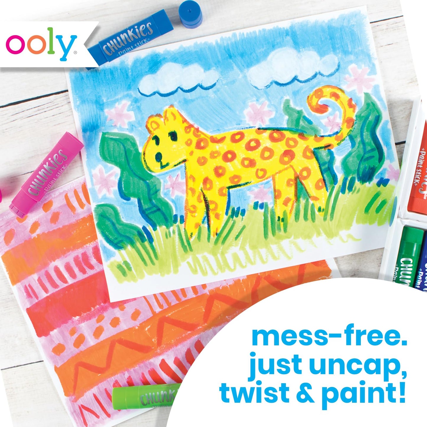 OOLY Chunkies 24 Paint Sticks for Kids – No Mess, Quick-Dry Tempera Colors (Classic, Pastel & Metallic)