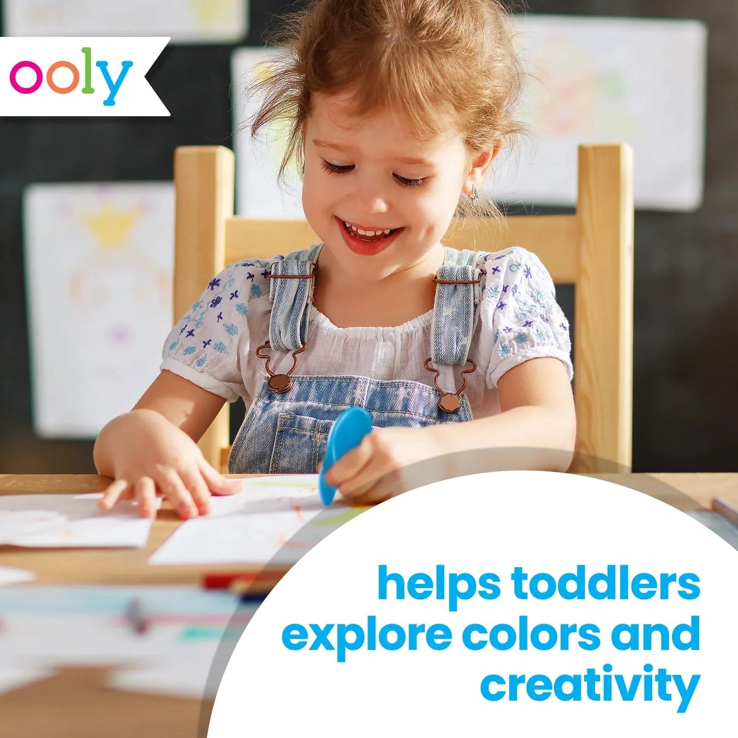 Ooly Ergonomic Erasable Crayons for Kids – 10 Bright, Non-Toxic Colors, No Rolling
