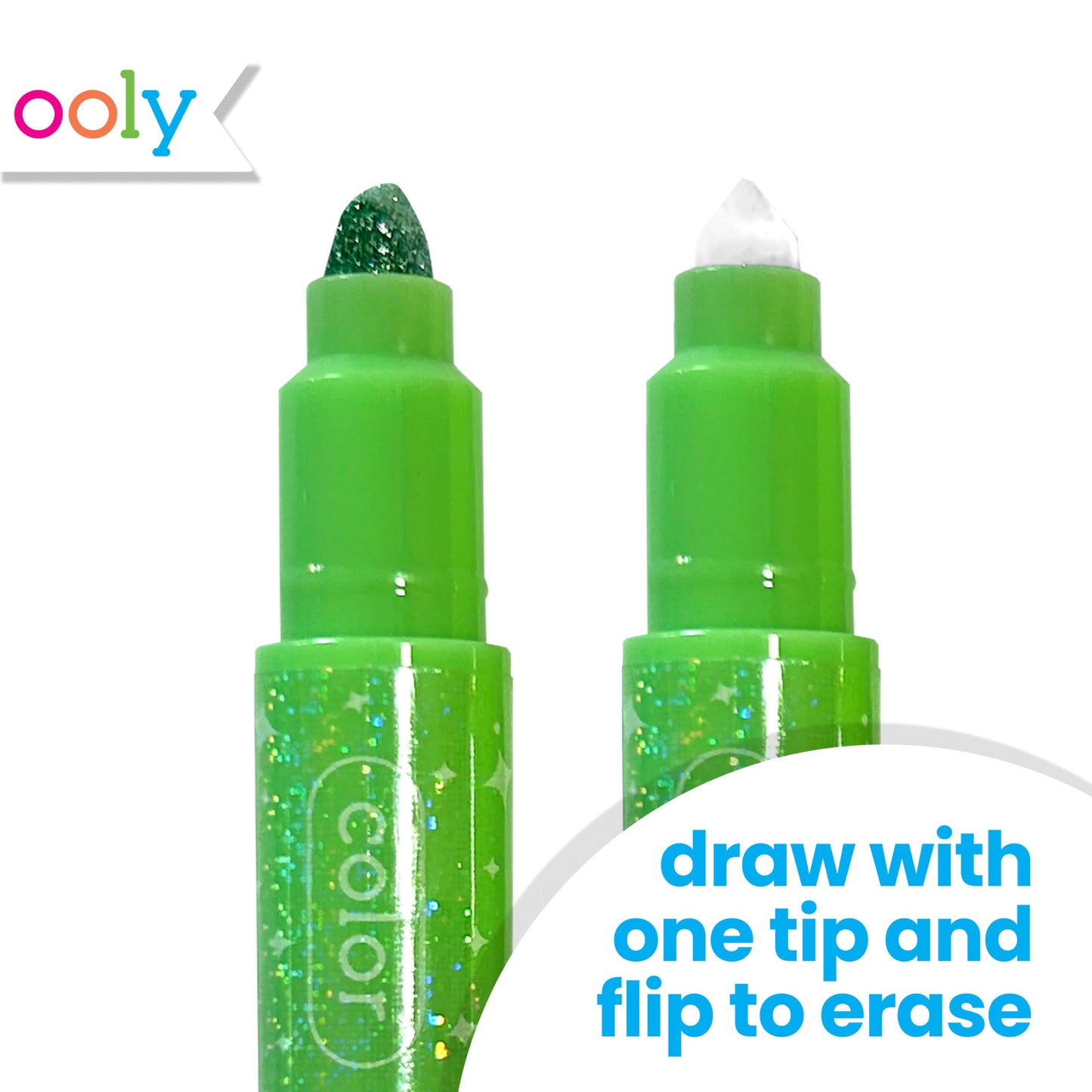 Ooly Make No Mistake Glittery Erasable Markers – 12 Vibrant, Erasable Glitter Markers