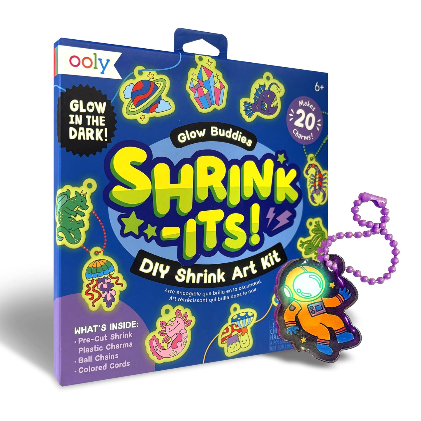 Ooly Glow Buddies 28-Piece DIY Shrinking Art Kit for Kids
