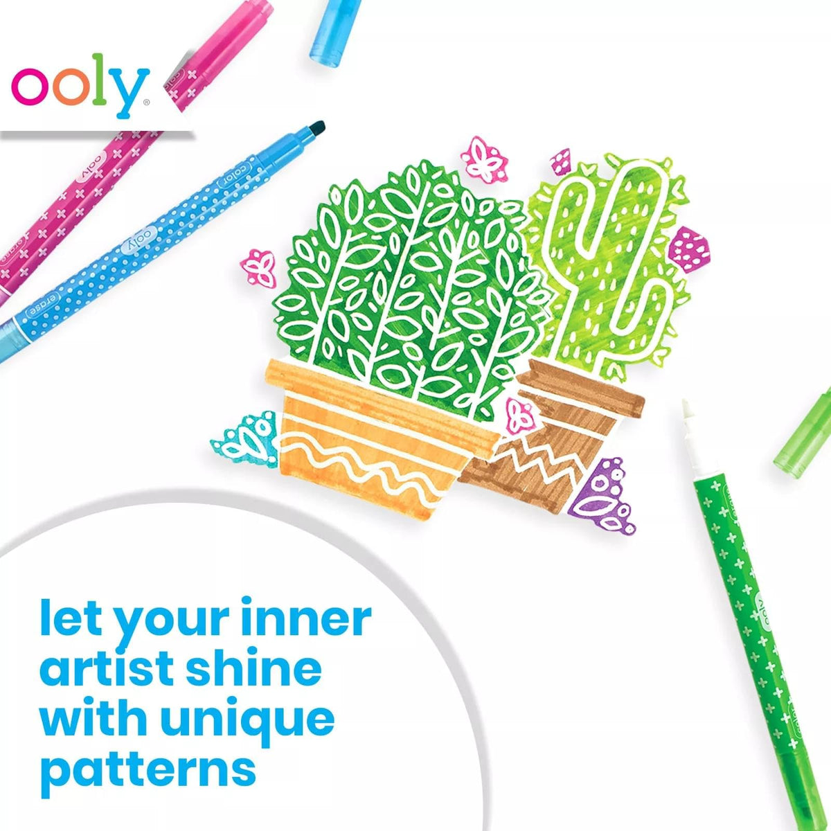 OOLY Make No Mistake Erasable Markers – 12 Mess-Free Color Pens for Kids & Adults