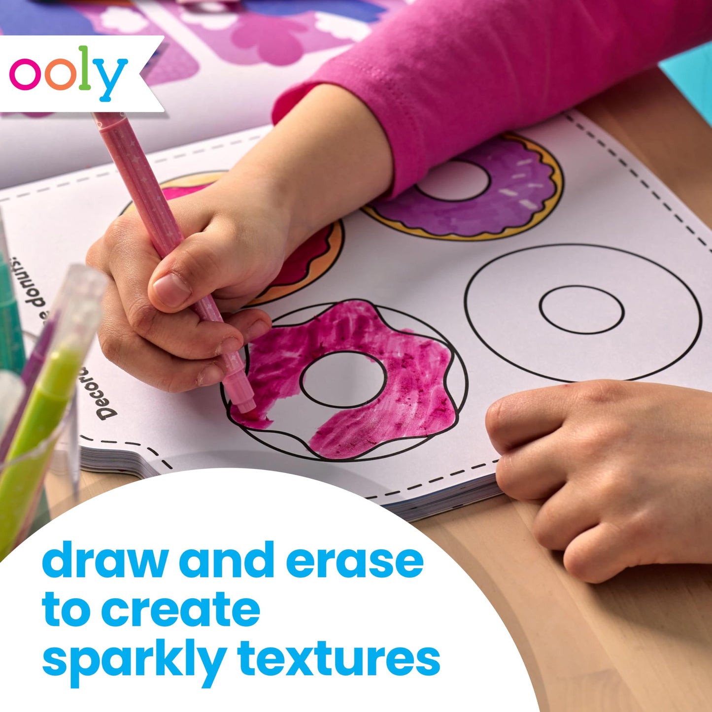 Ooly Make No Mistake Glittery Erasable Markers – 12 Vibrant, Erasable Glitter Markers