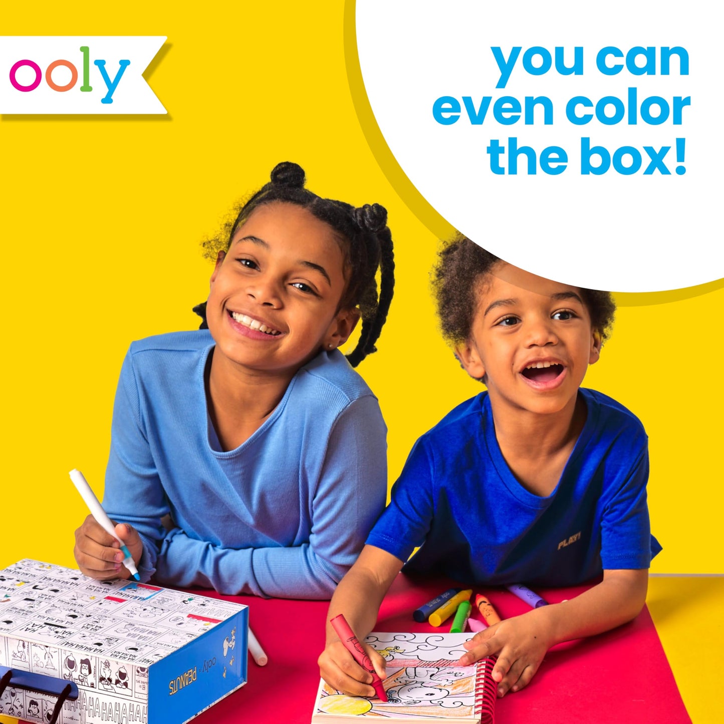 Ooly X Peanuts 60 PC Coloring Activity Kit in Travel Box | 8 Washable Markers & 8 Jumbo Crayons