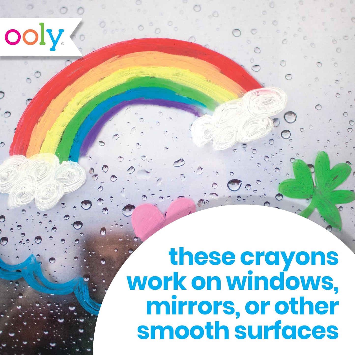 OOLY Rainy Dayz Gel Crayons — 12 Vibrant Colors for Glass & Paper