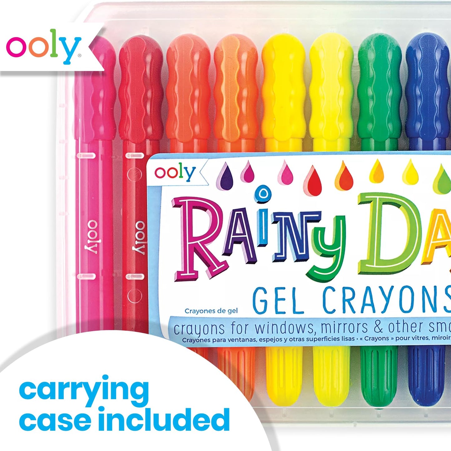 OOLY Rainy Dayz Gel Crayons — 12 Vibrant Colors for Glass & Paper